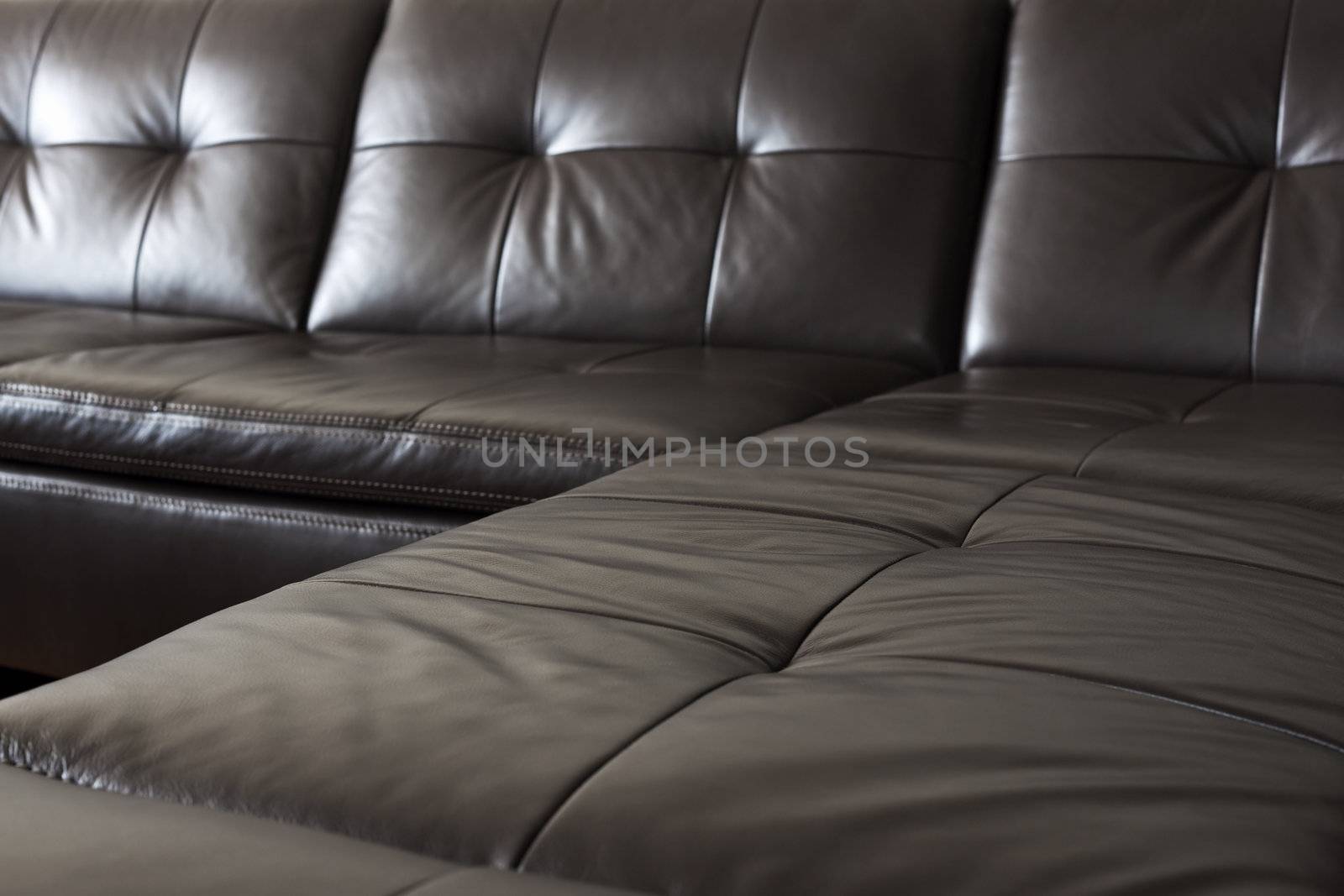 Black leather sofa by elenathewise