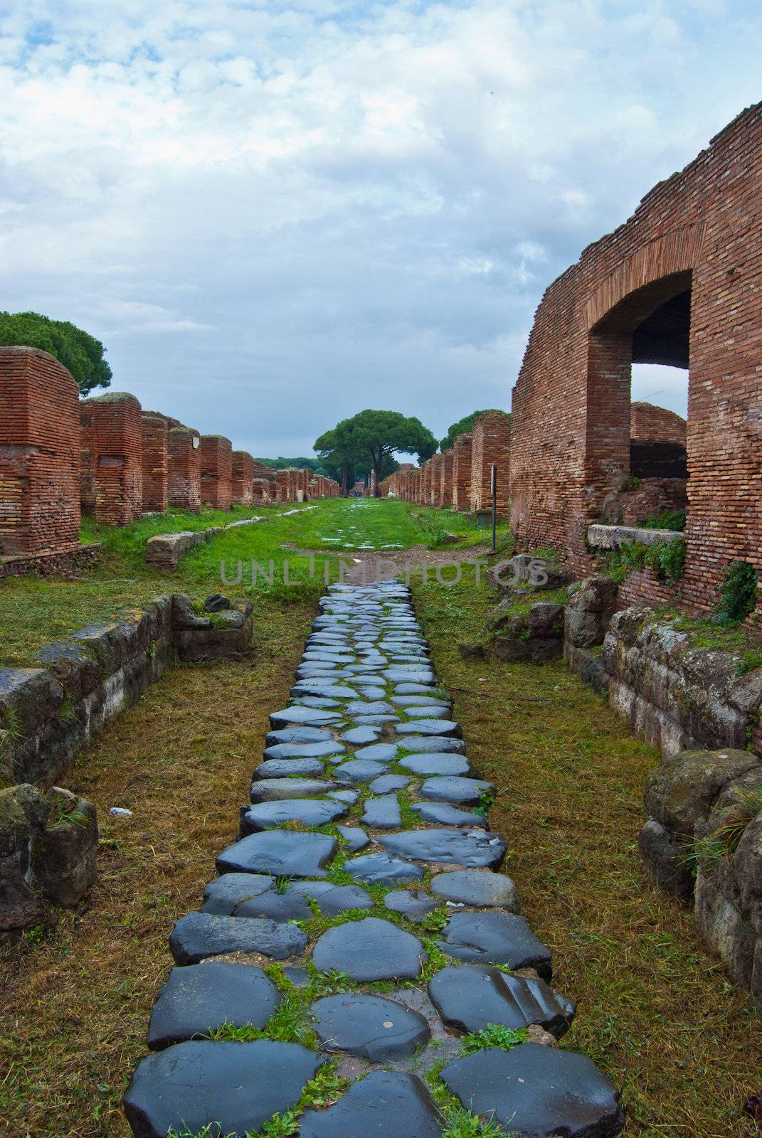 part of the roman ruins of the  port in Ostia