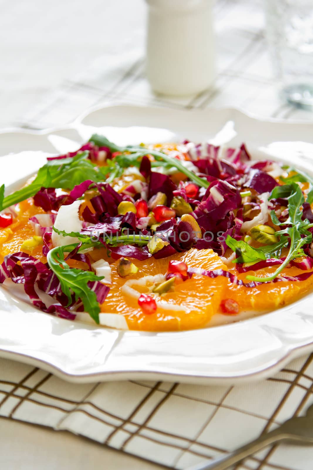 Orange with Radicchio and Pomegranate salad by vanillaechoes