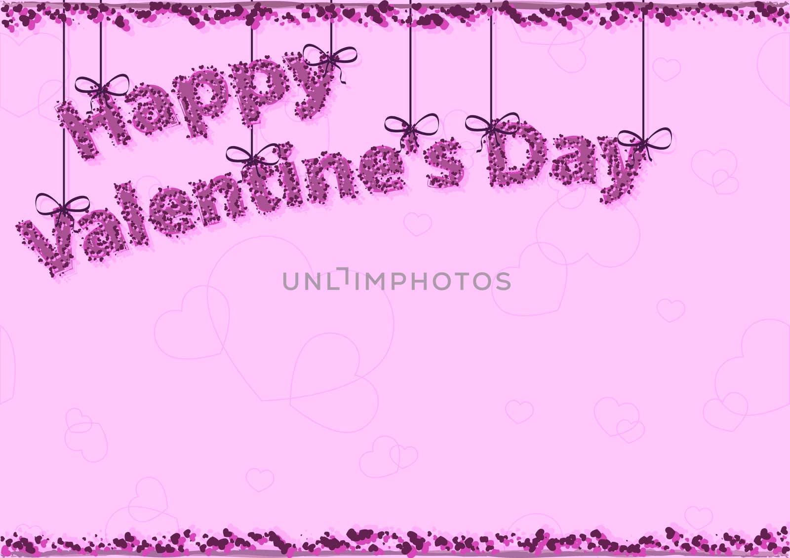 greeting card with hearts on a purple background Valentine's Day