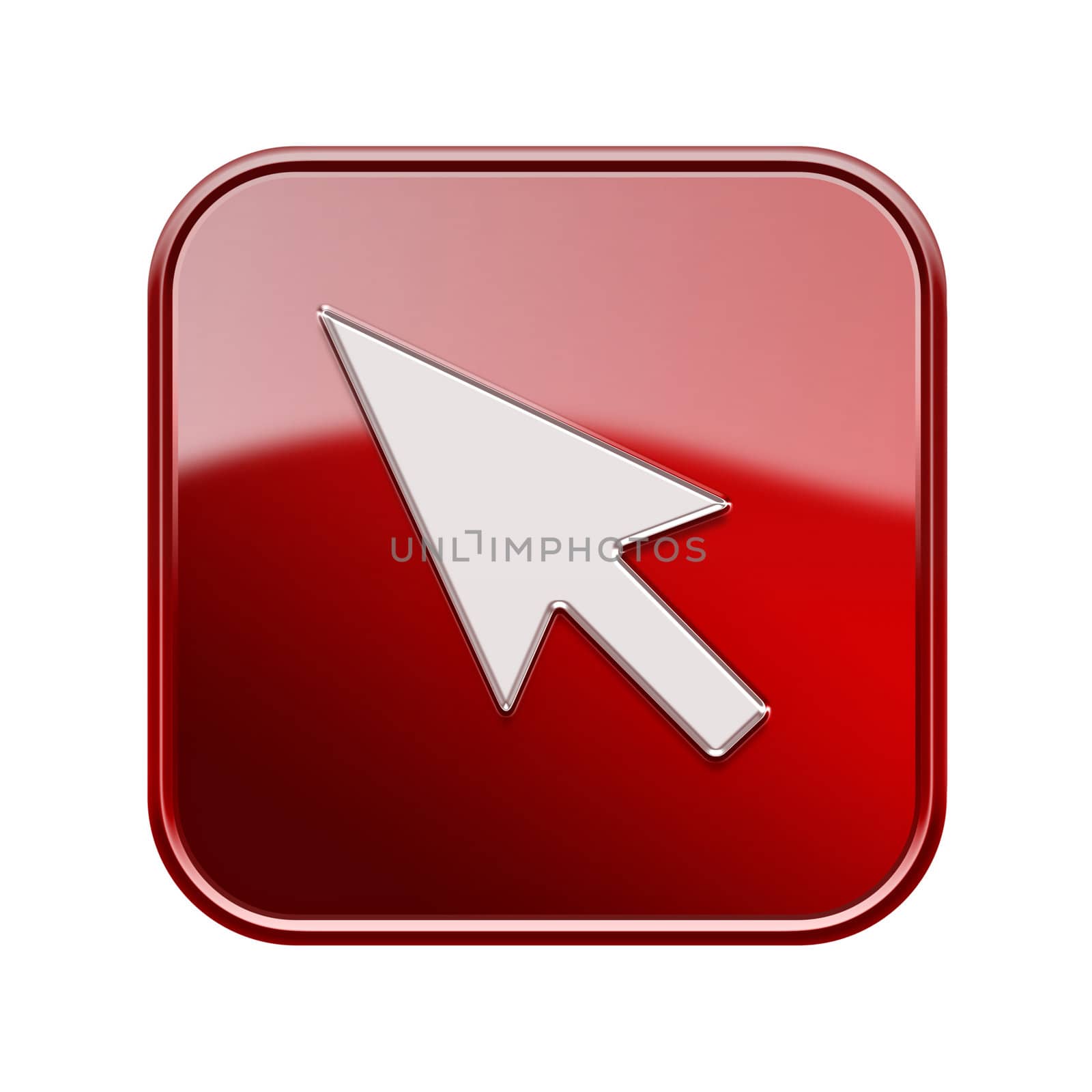 Cursor icon red, isolated on white background