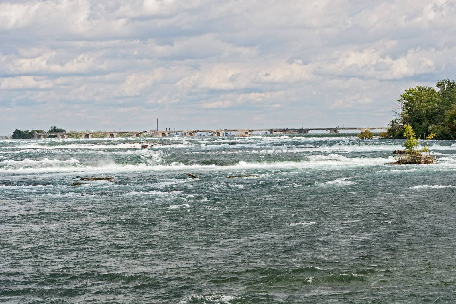 Rapids at Niagara River just before falls, Ontario Canada