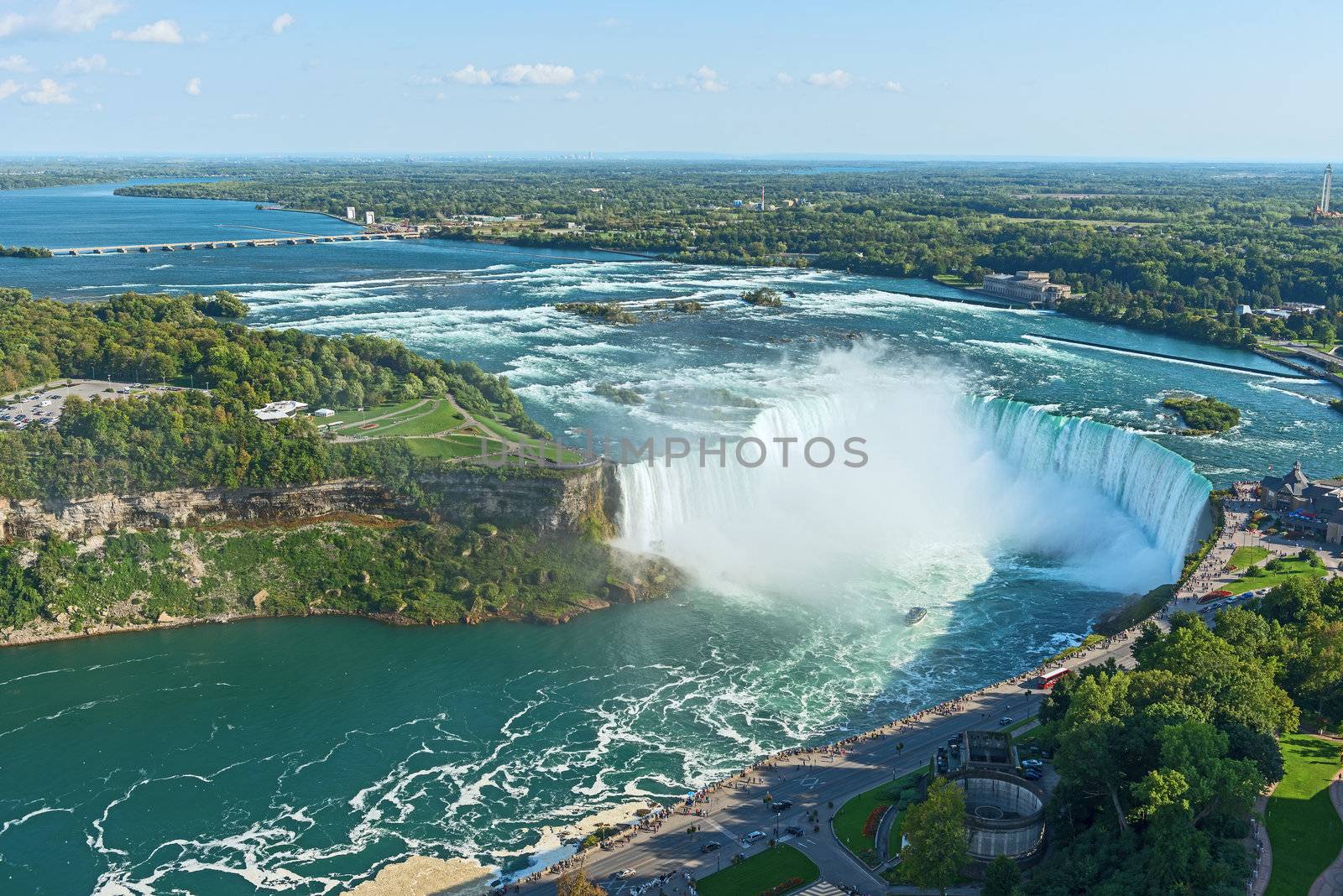 Niagara Falls aerial view from Skylon Tower platforms