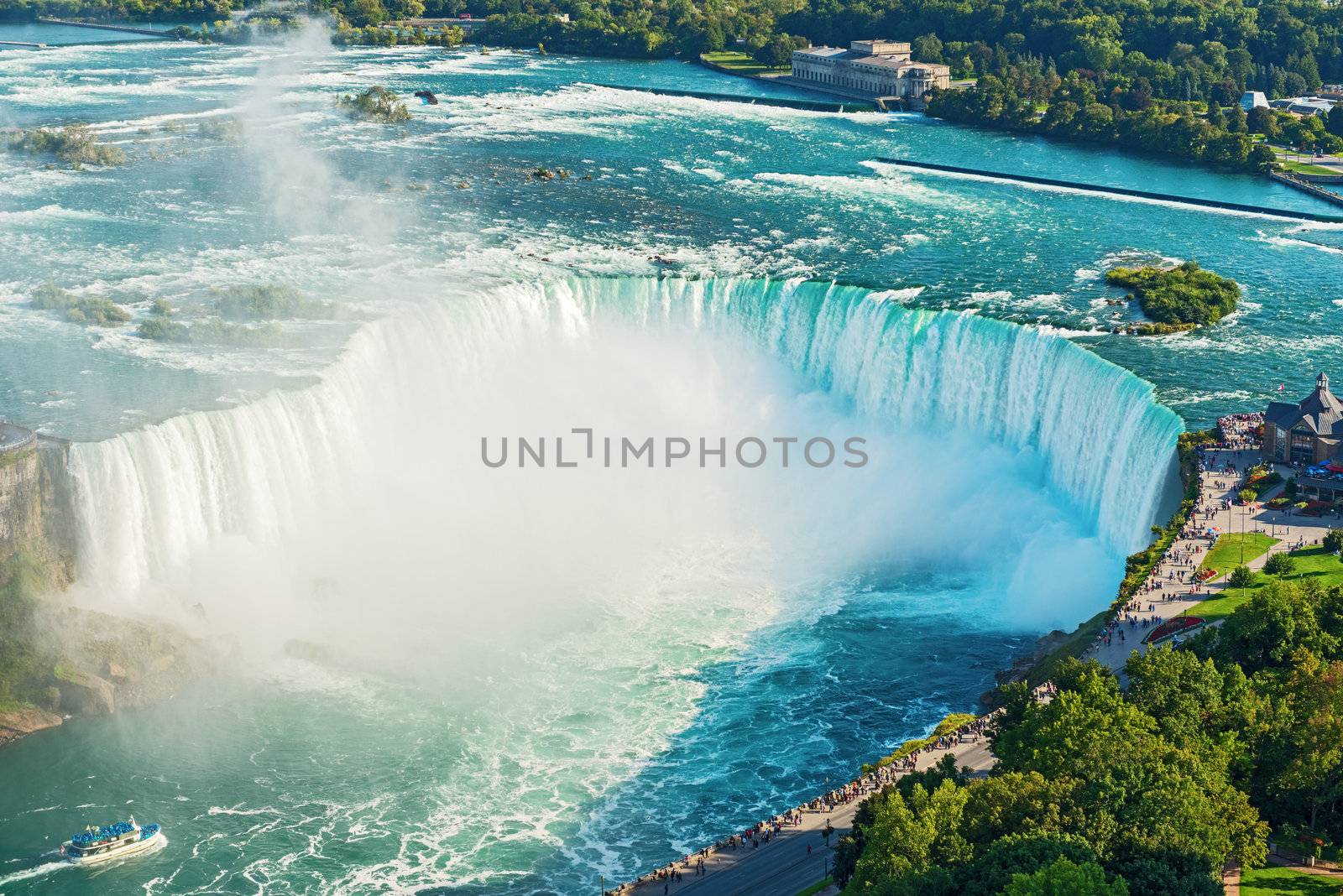 Niagara Falls aerial view from Skylon Tower platforms