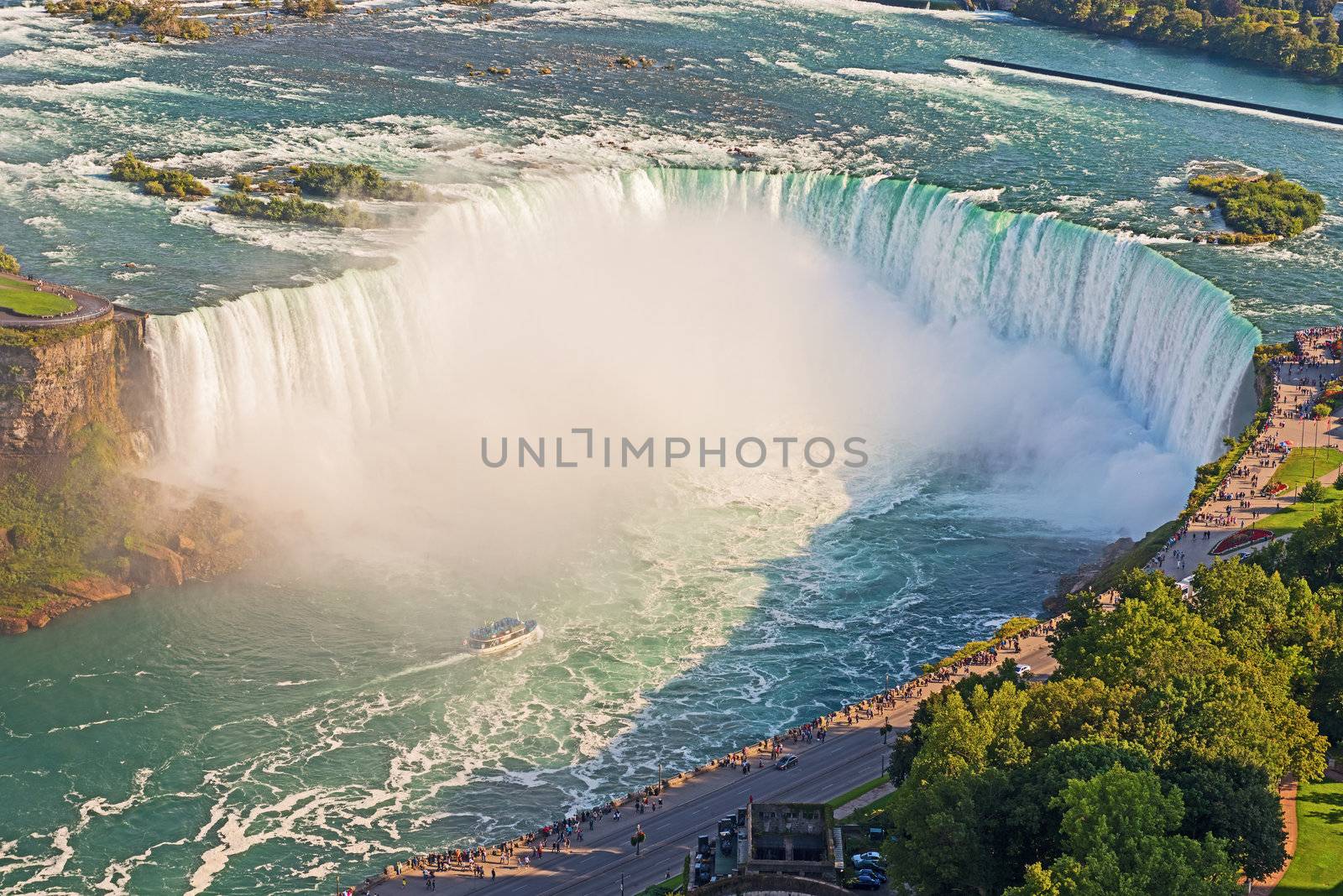 Niagara Falls aerial view from Skylon Tower platforms