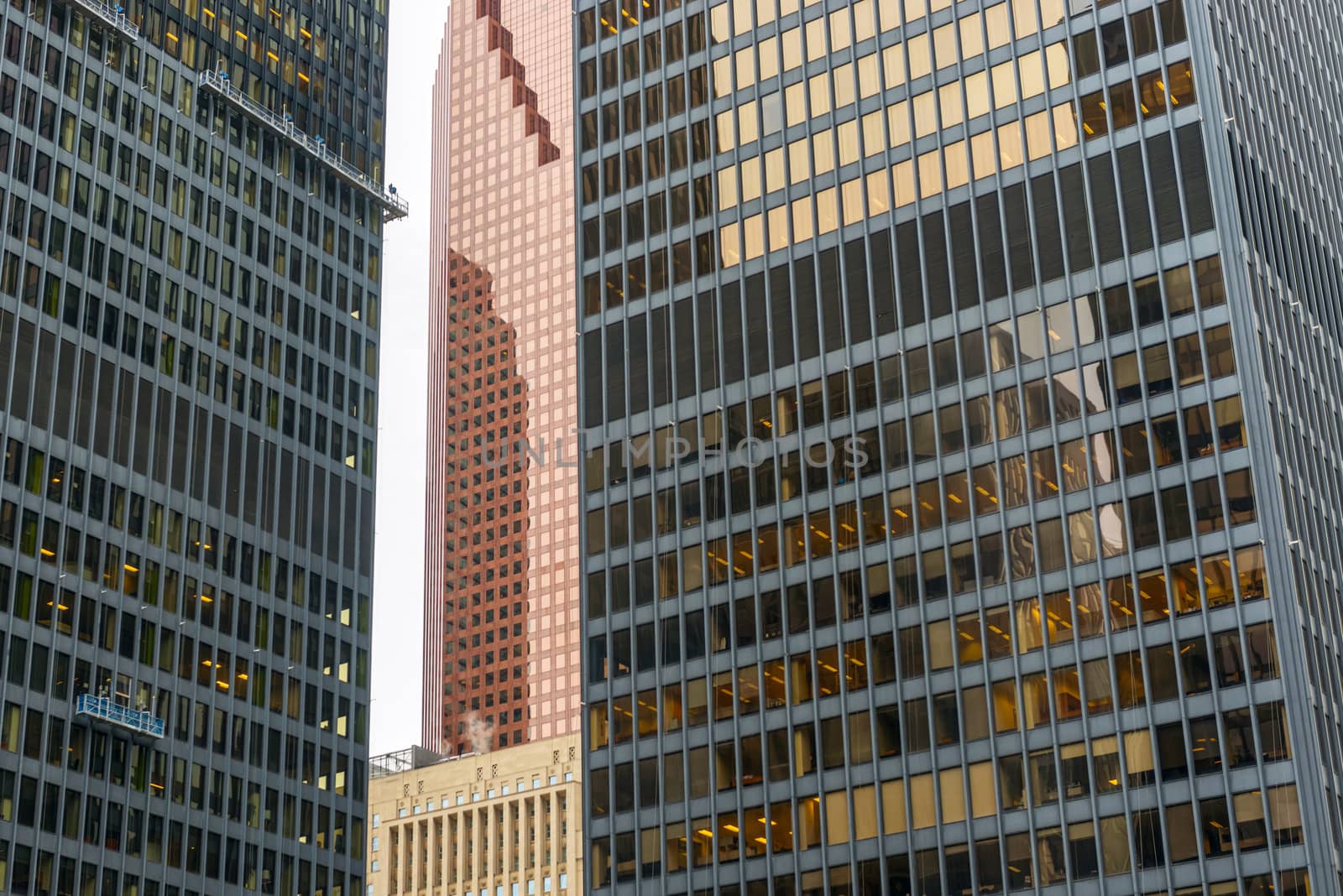Closeup of skyscrapers in dowtown Toronto, financial district Bay Street