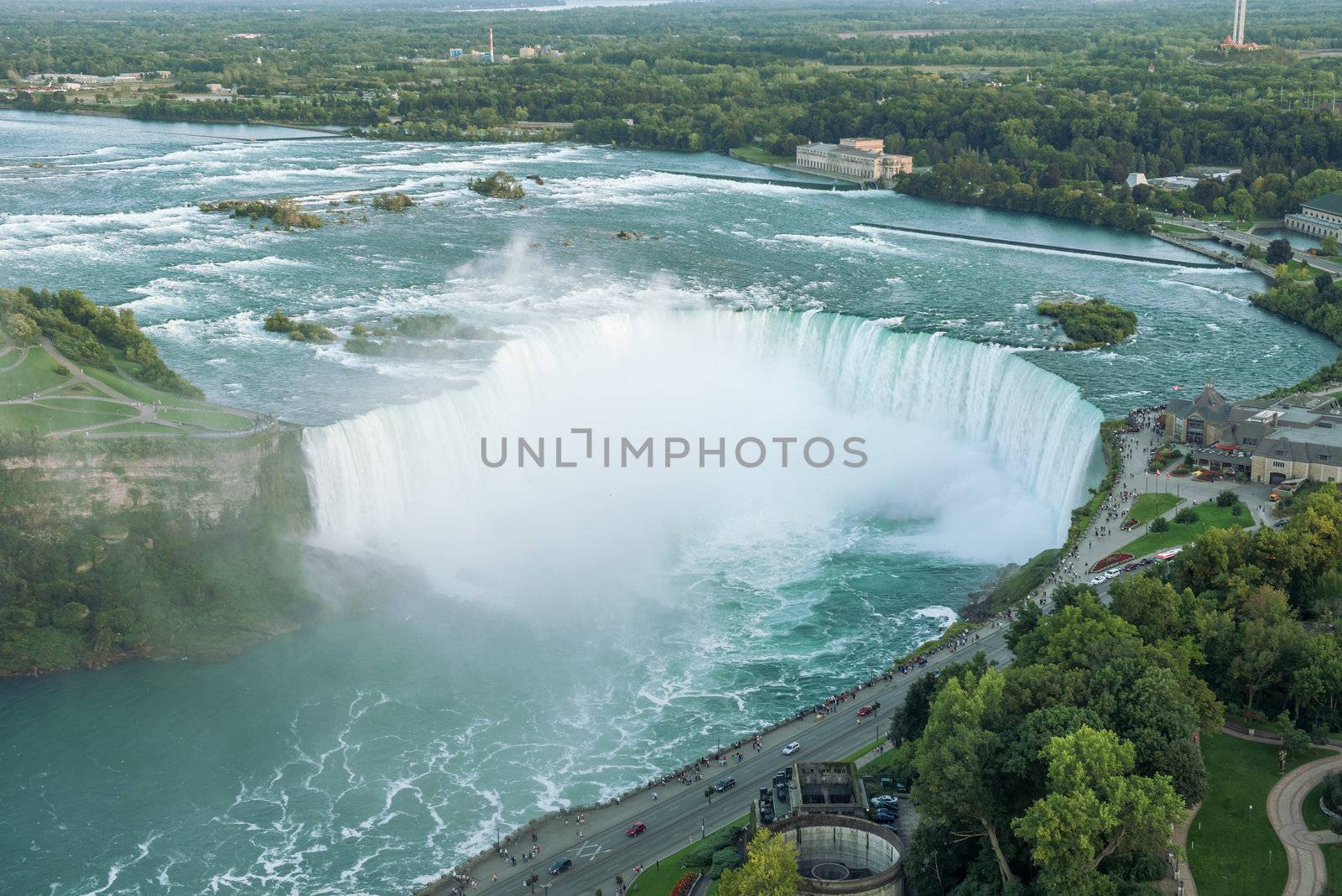 Niagara Falls aerial view from Skylon Tower platforms



