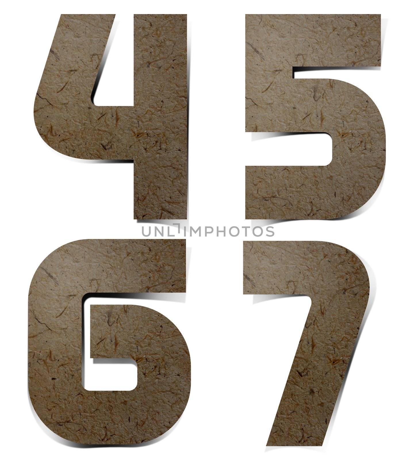 Alphabet numbers Mulberry Paper, hand made.