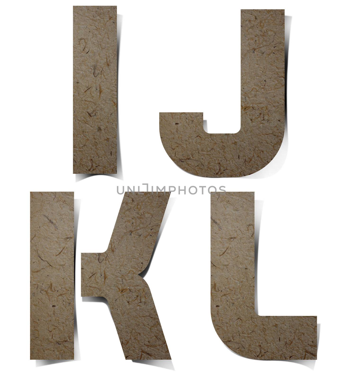 Alphabet letters Mulberry Paper, hand made.