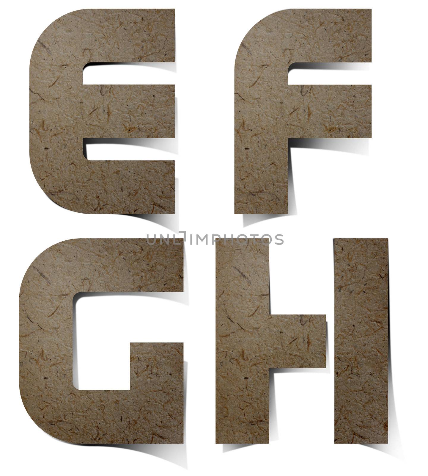 Alphabet letters Mulberry Paper, hand made.