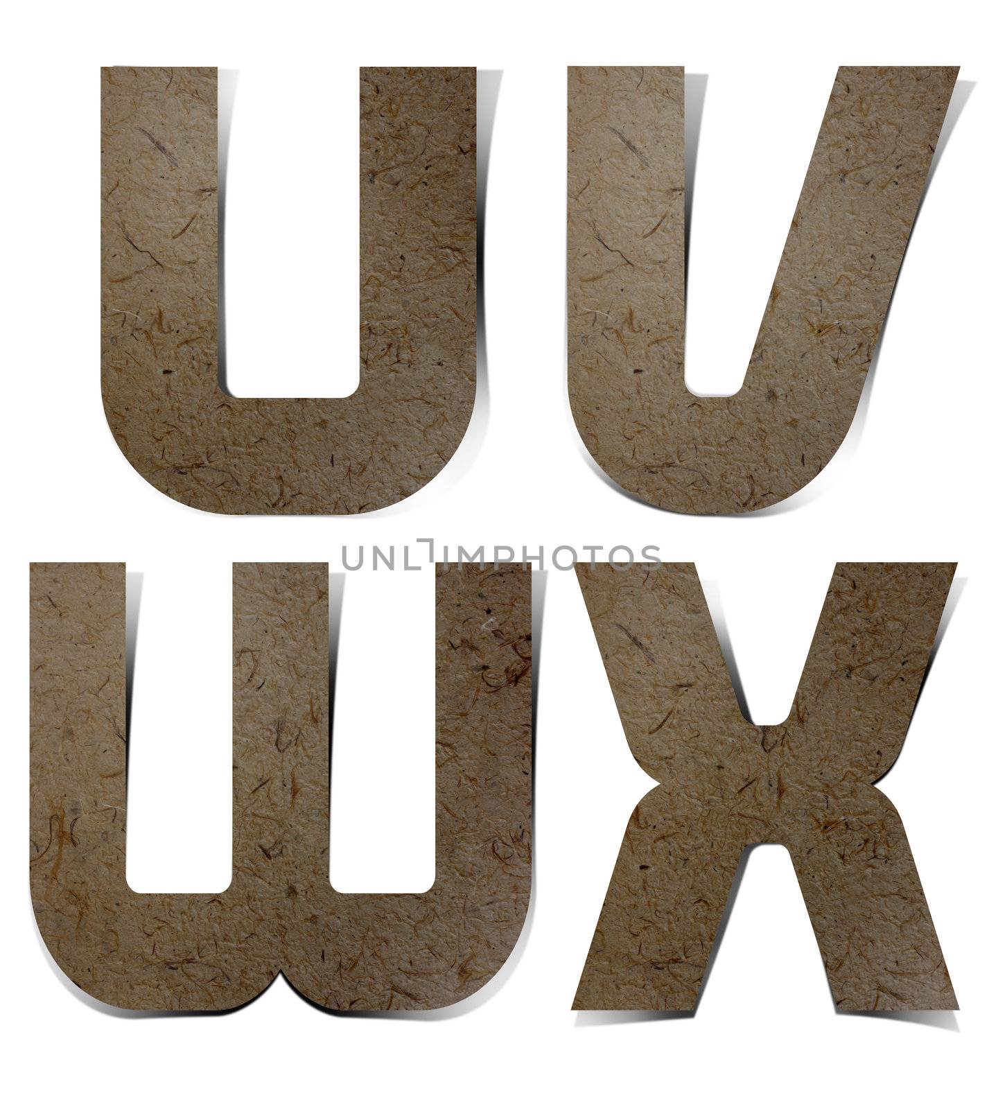 Alphabet letters Mulberry Paper, hand made.