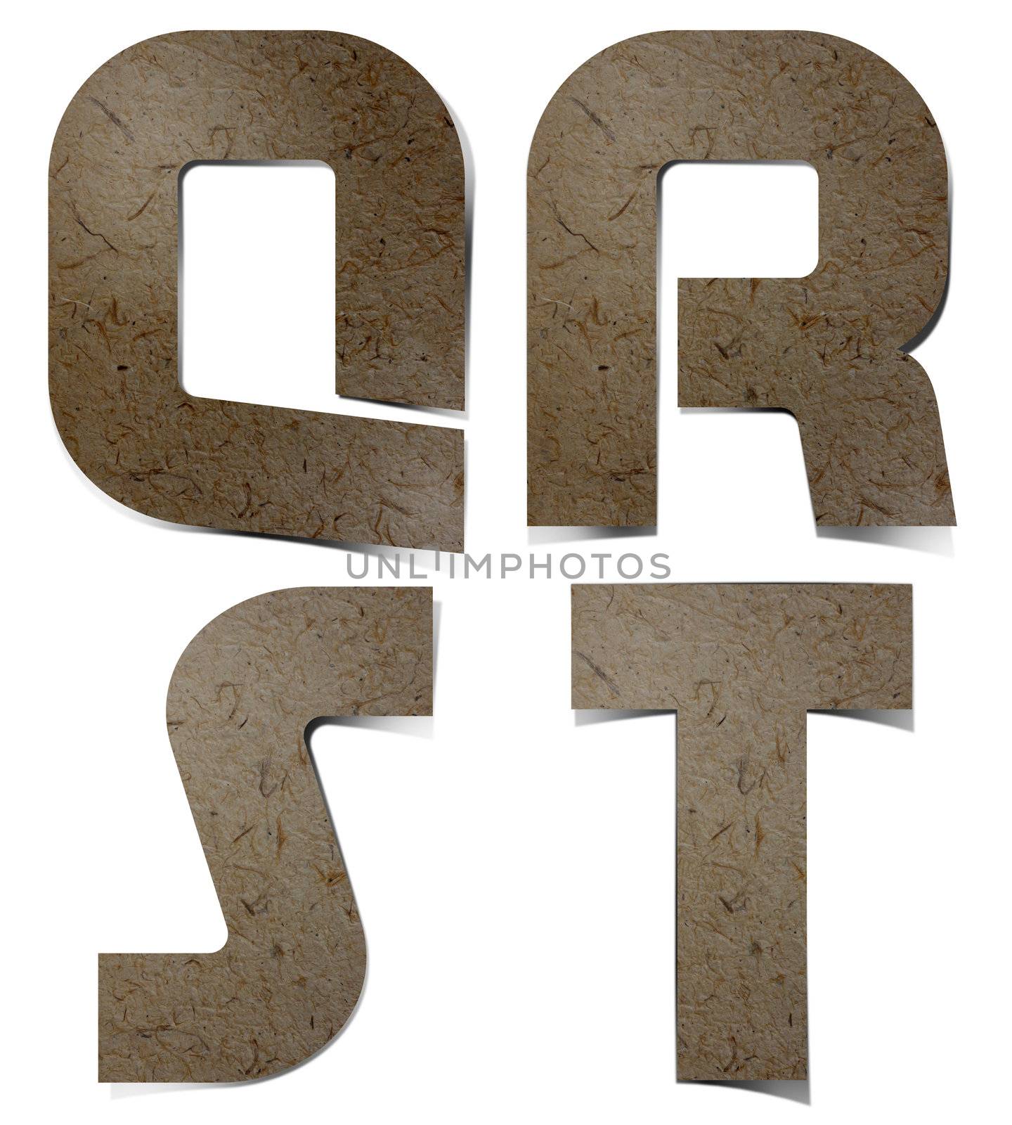 Alphabet letters Mulberry Paper, hand made.