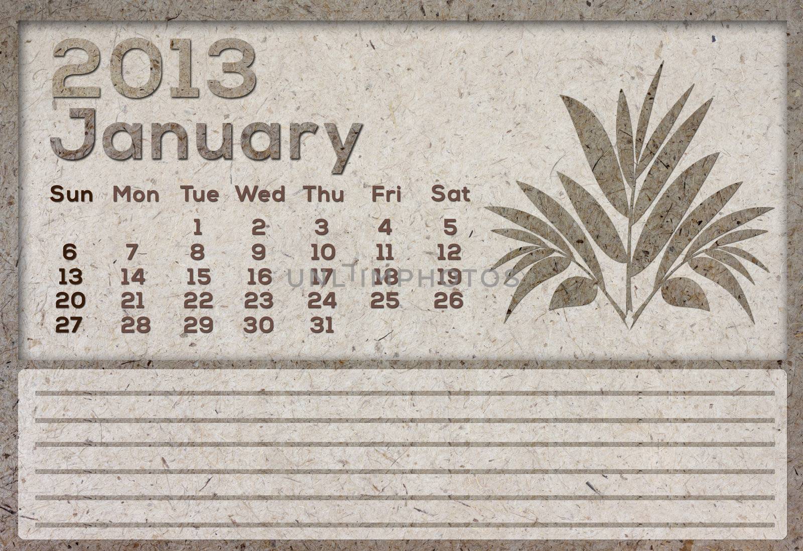 2013 Calendar brown Texture Mulberry Paper.