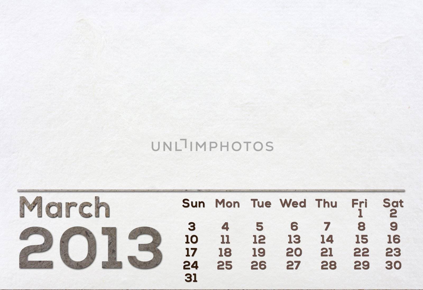 2013 Calendar white Mulberry Paper Texture.