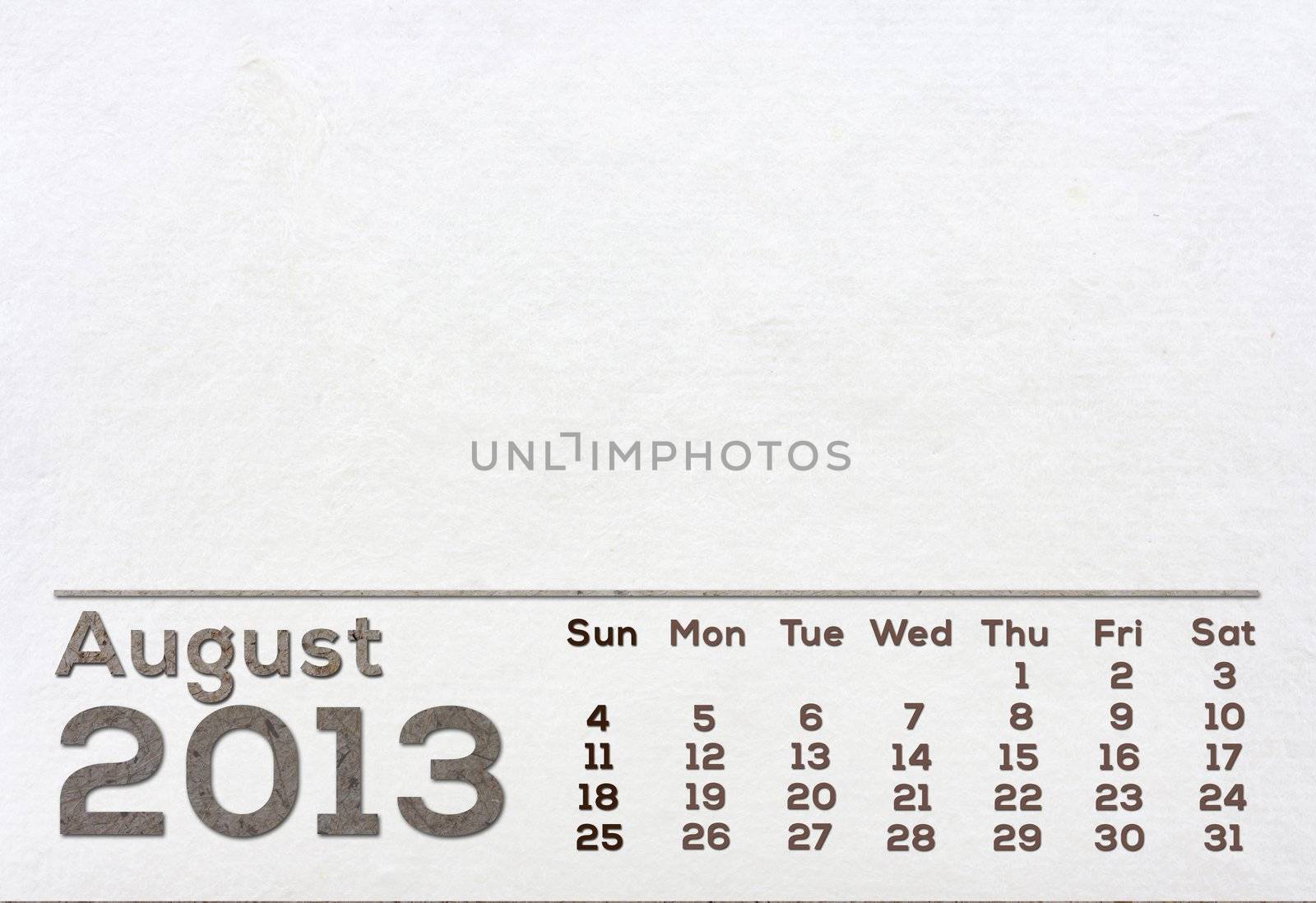 2013 Calendar white Mulberry Paper Texture.