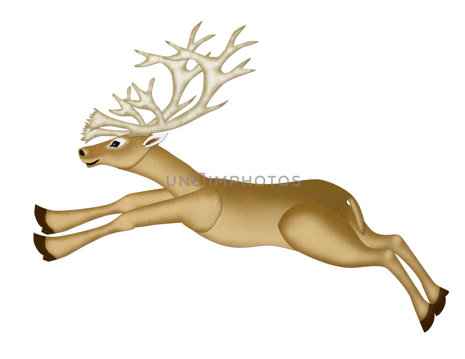 Mulberry Paper of a Reindeer Christmas (runing) on white background.