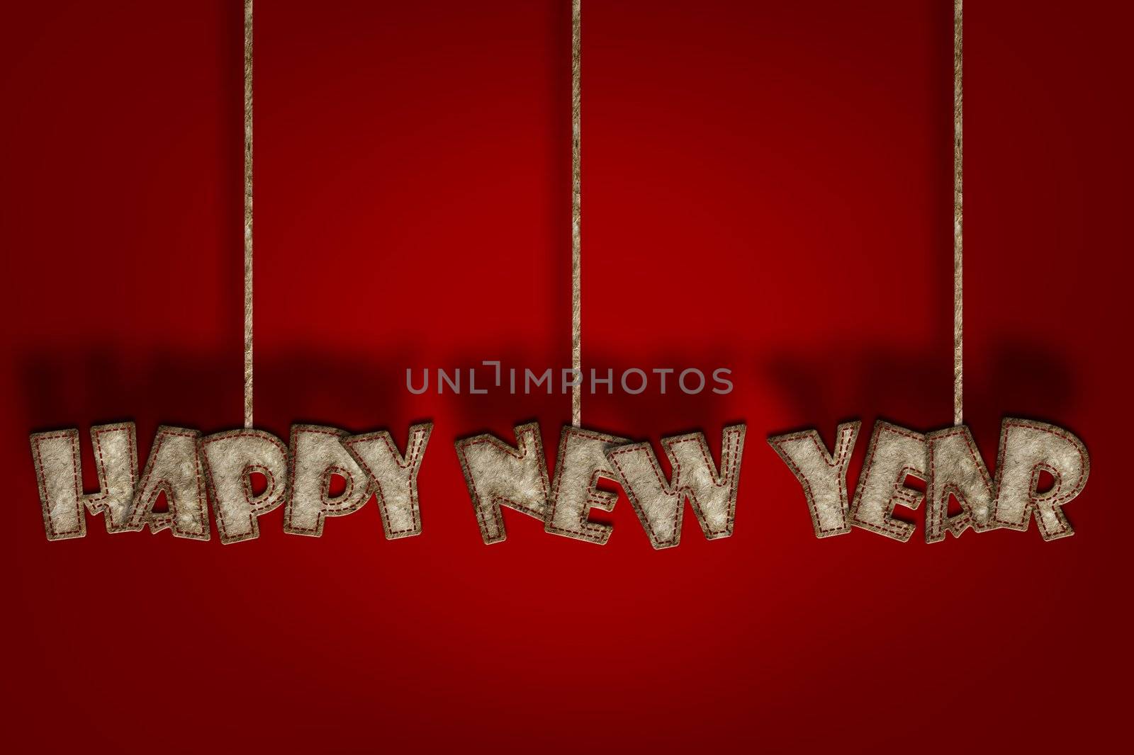 HappyNewYear, Mulberry paper letter and Red background.