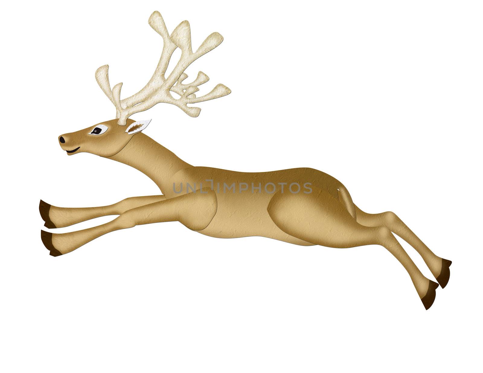 Mulberry Paper of a Reindeer Christmas (runing) on white background.