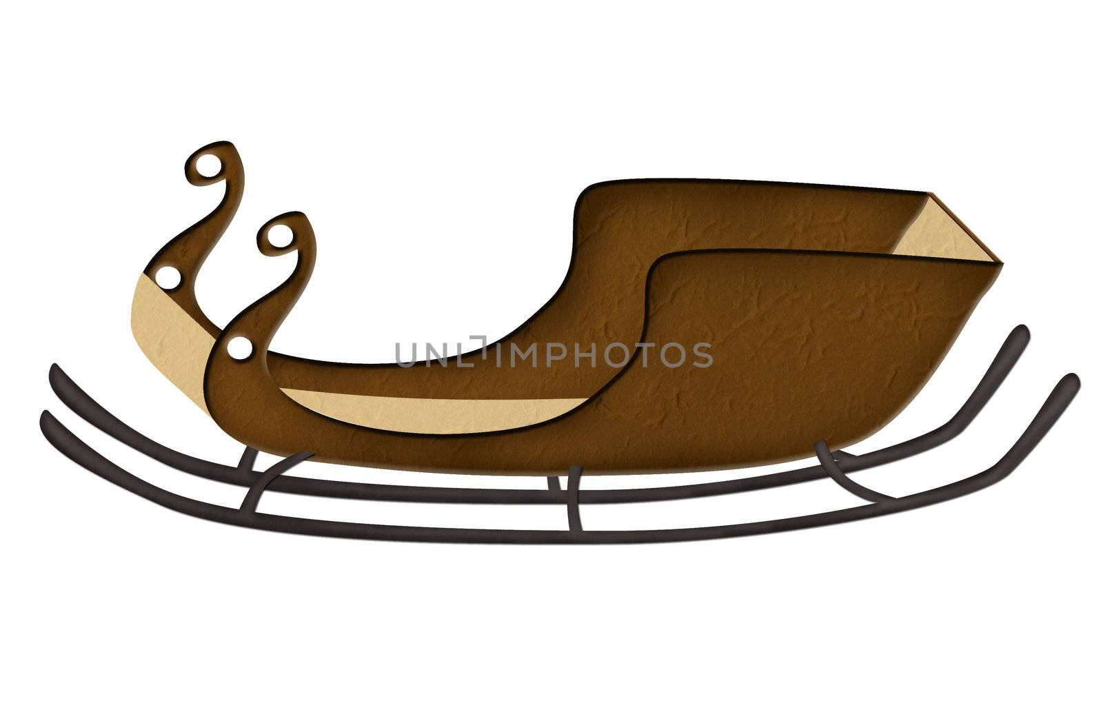 Mulberry Paper Santa winter sleigh for Christmas isolated.