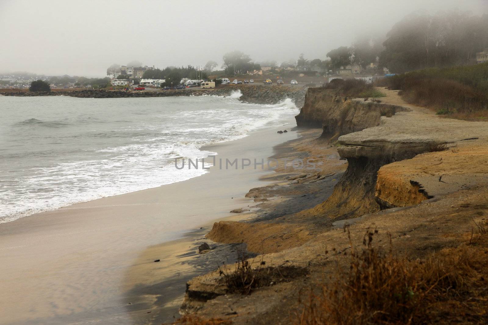 California Coast at Half Moon Bay in the foggy morning
