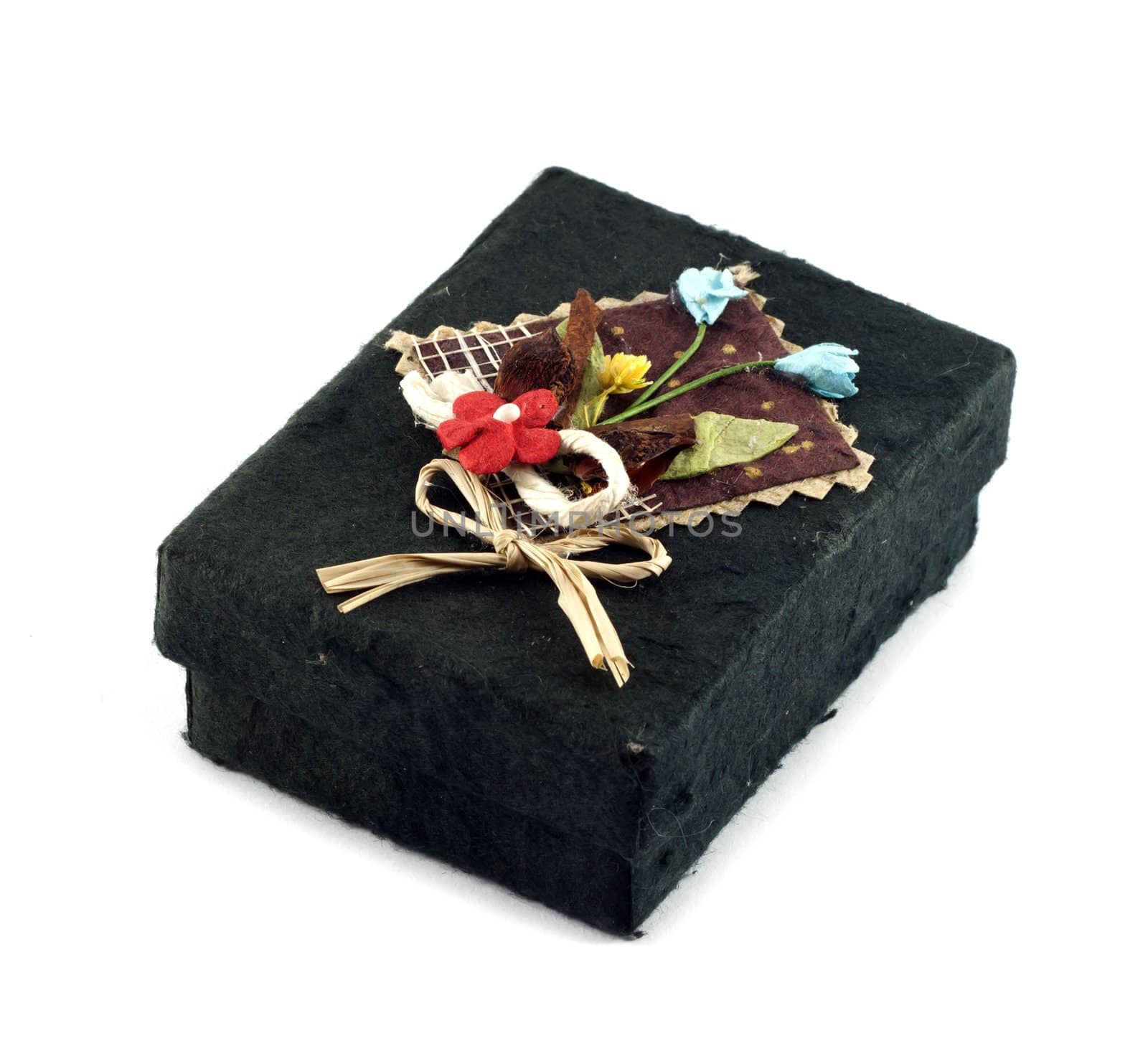 Mulberry Paper Black Box  with Artificial flower Hand made.