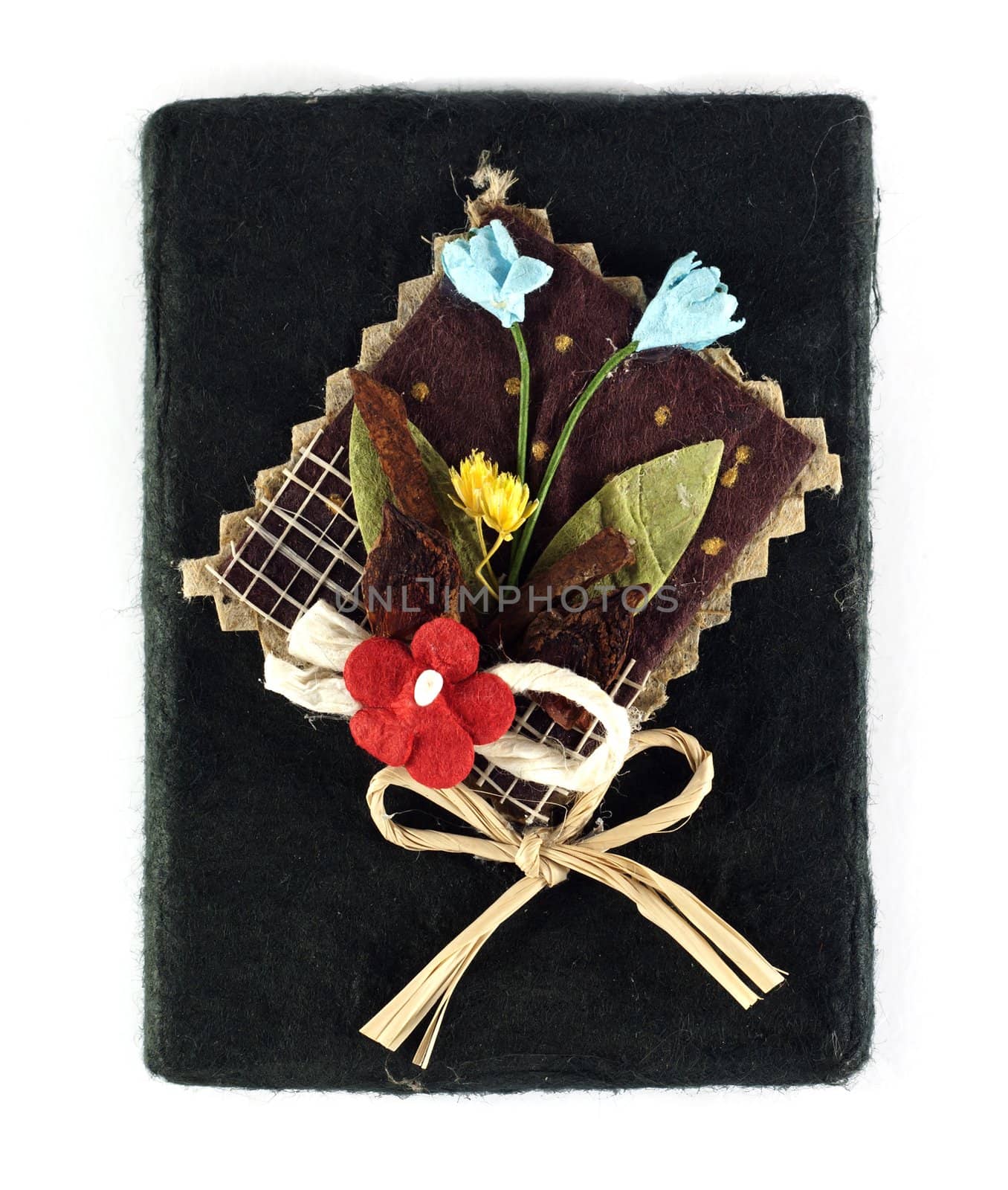 Mulberry Paper Black Box  with Artificial flower Hand made.