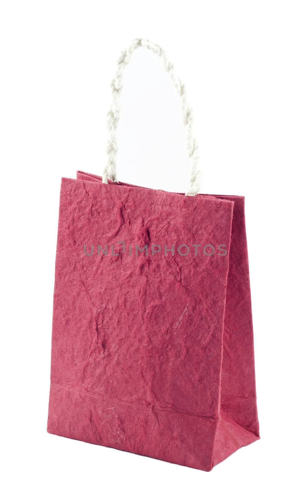 Pink mulberry paper bag isolated.
