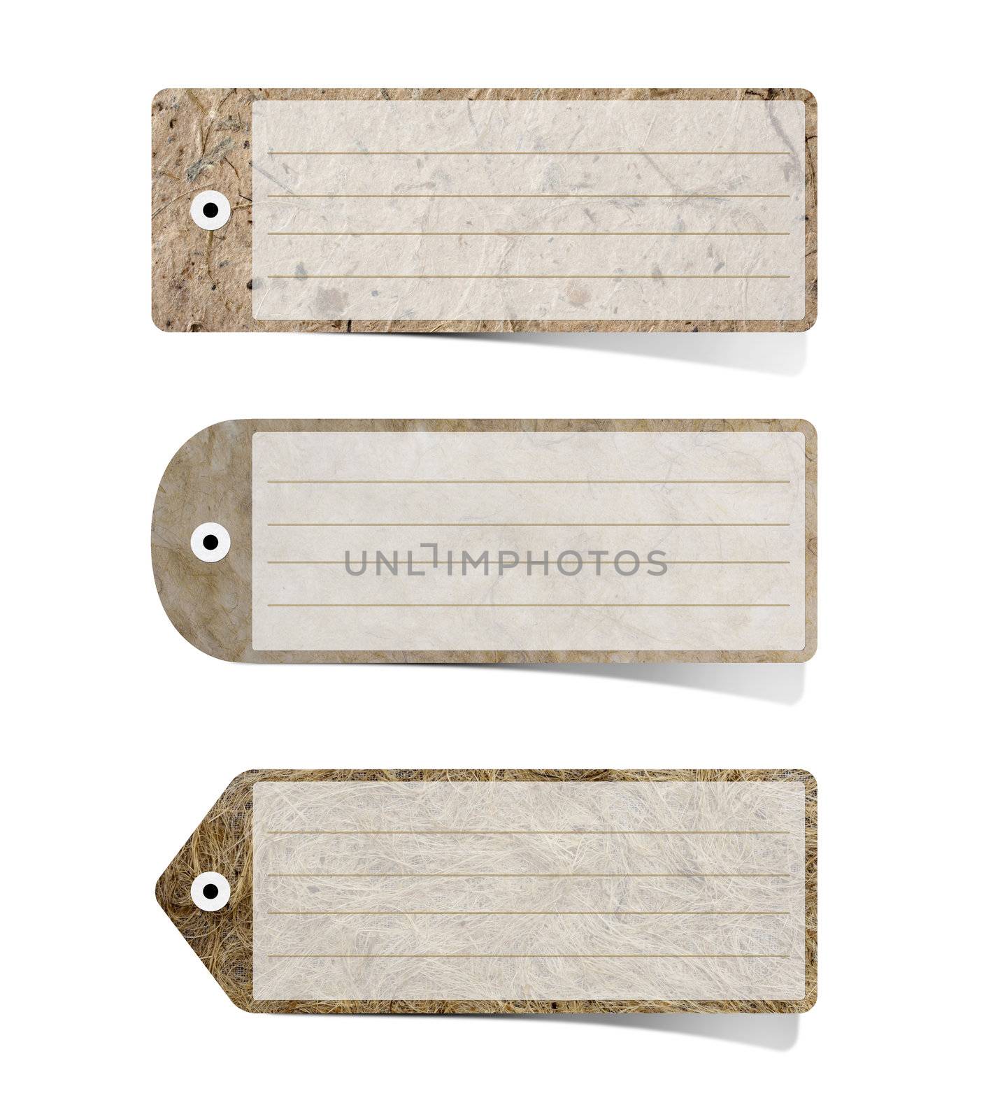 Mulberry paper Labels on white background. 

