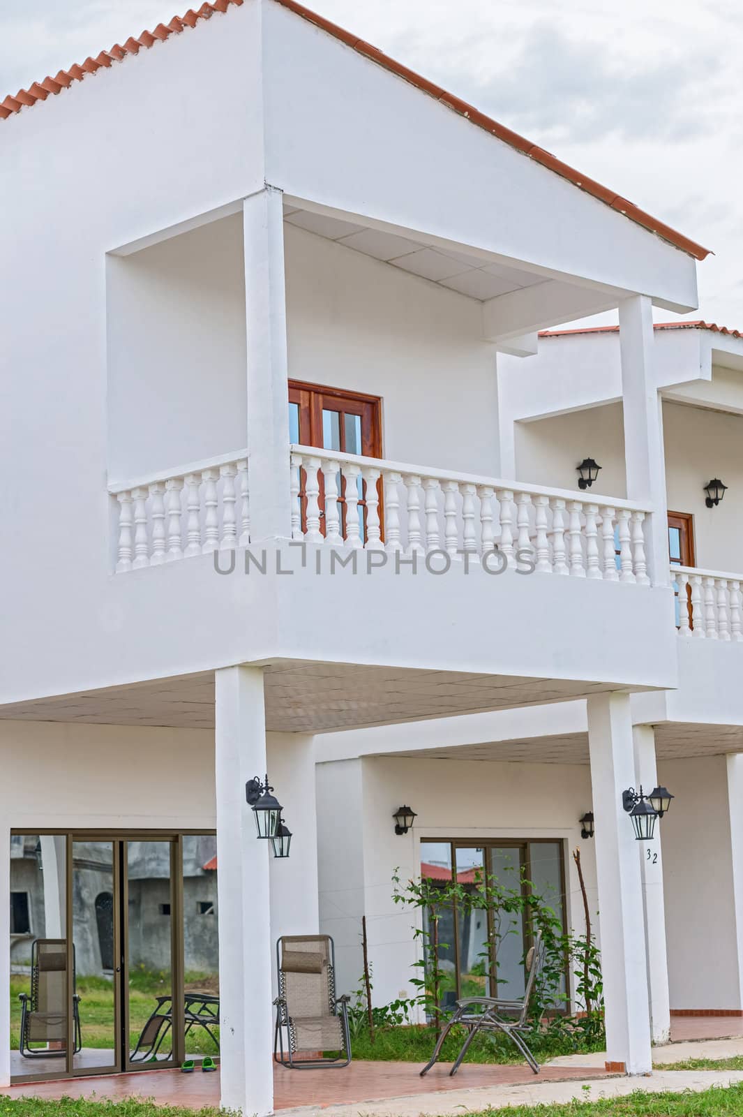 scenic view over looking luxury villas and calm blue sky  in Panama
 