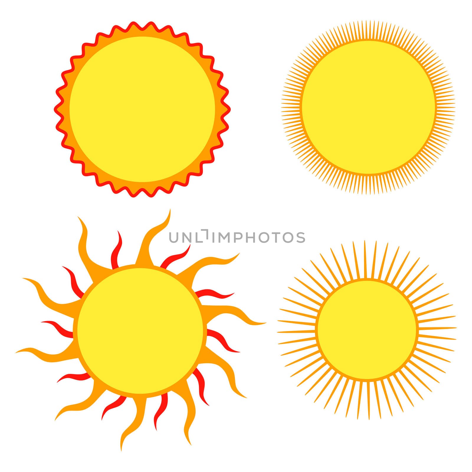 Set of sun design elements Vector illustration.