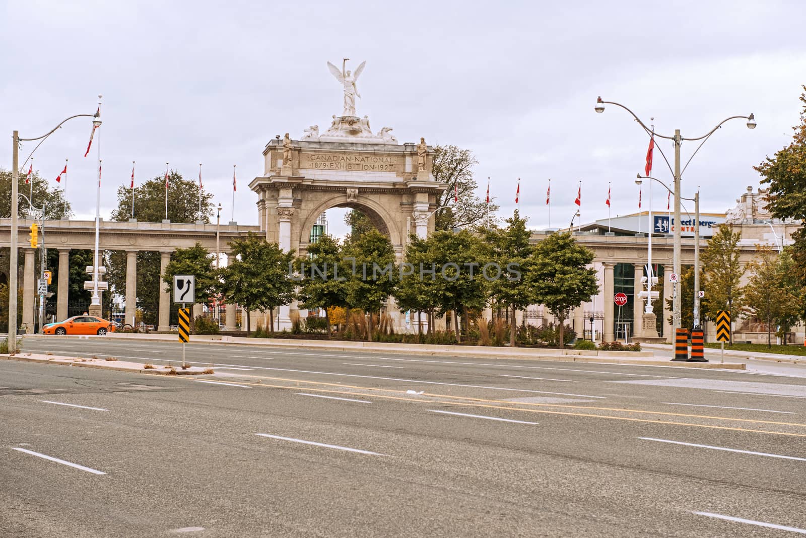 Toronto, Canada Ocyober 7, 2012. Quiet Saturday afternoon, view at The Princes' Gate at Exhibition Place, Toronto, Canada.