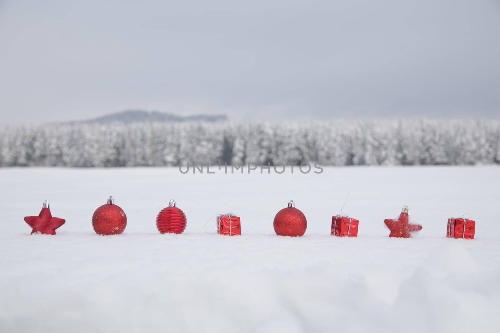 Christmas decoration outside in a snowy landscape