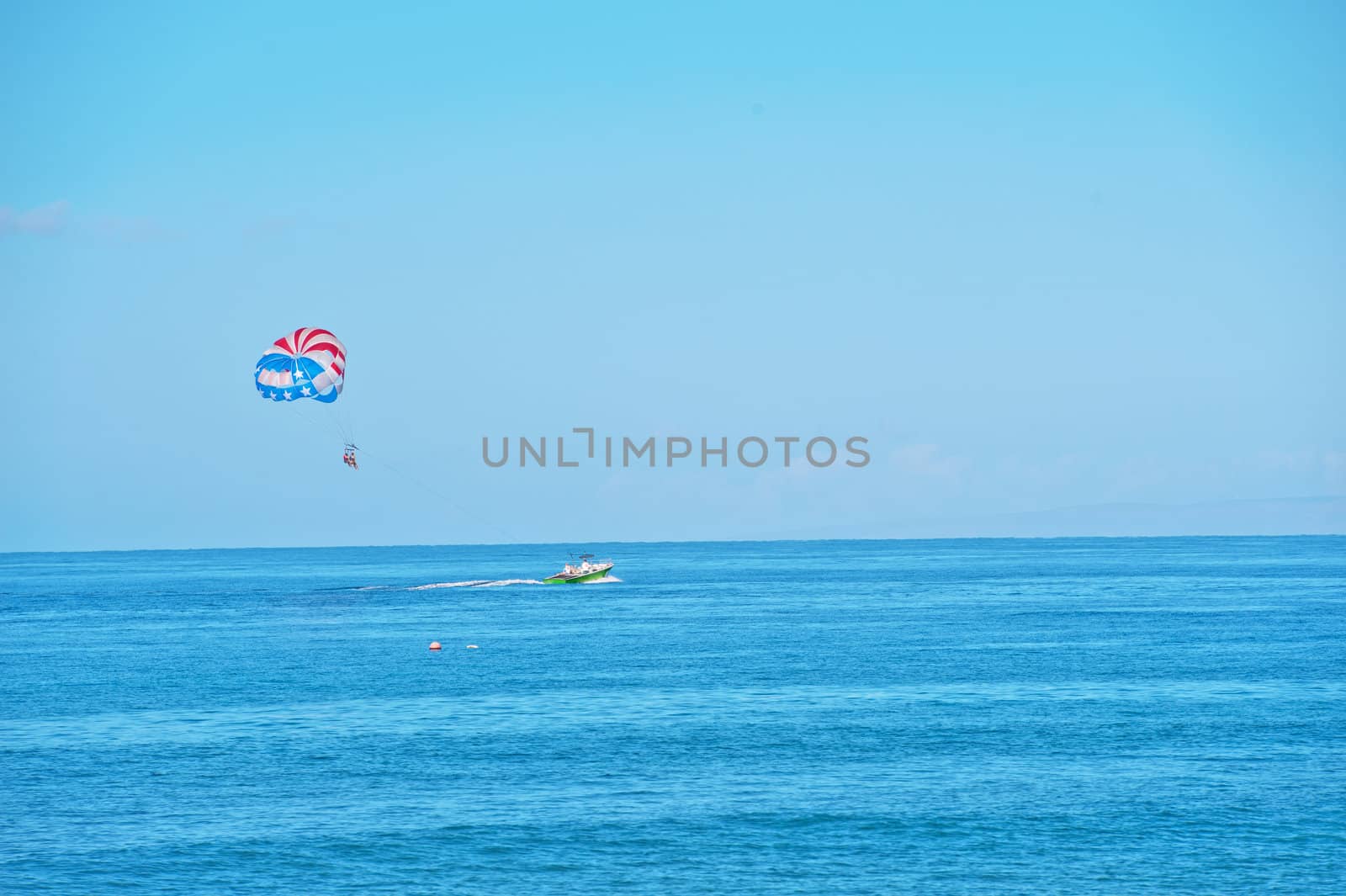 parasailing on the sunny day