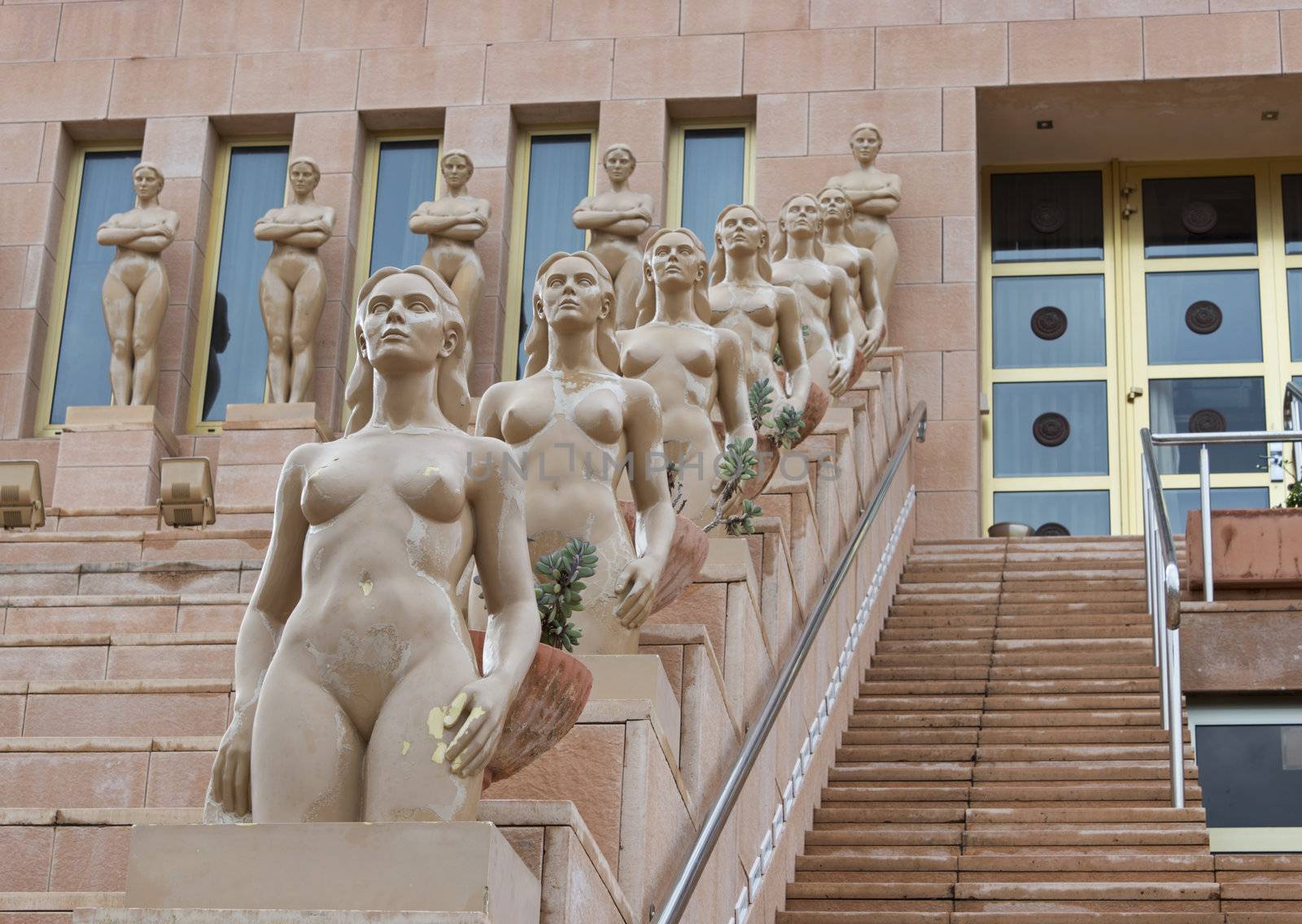 naked girls from stone at the stairs