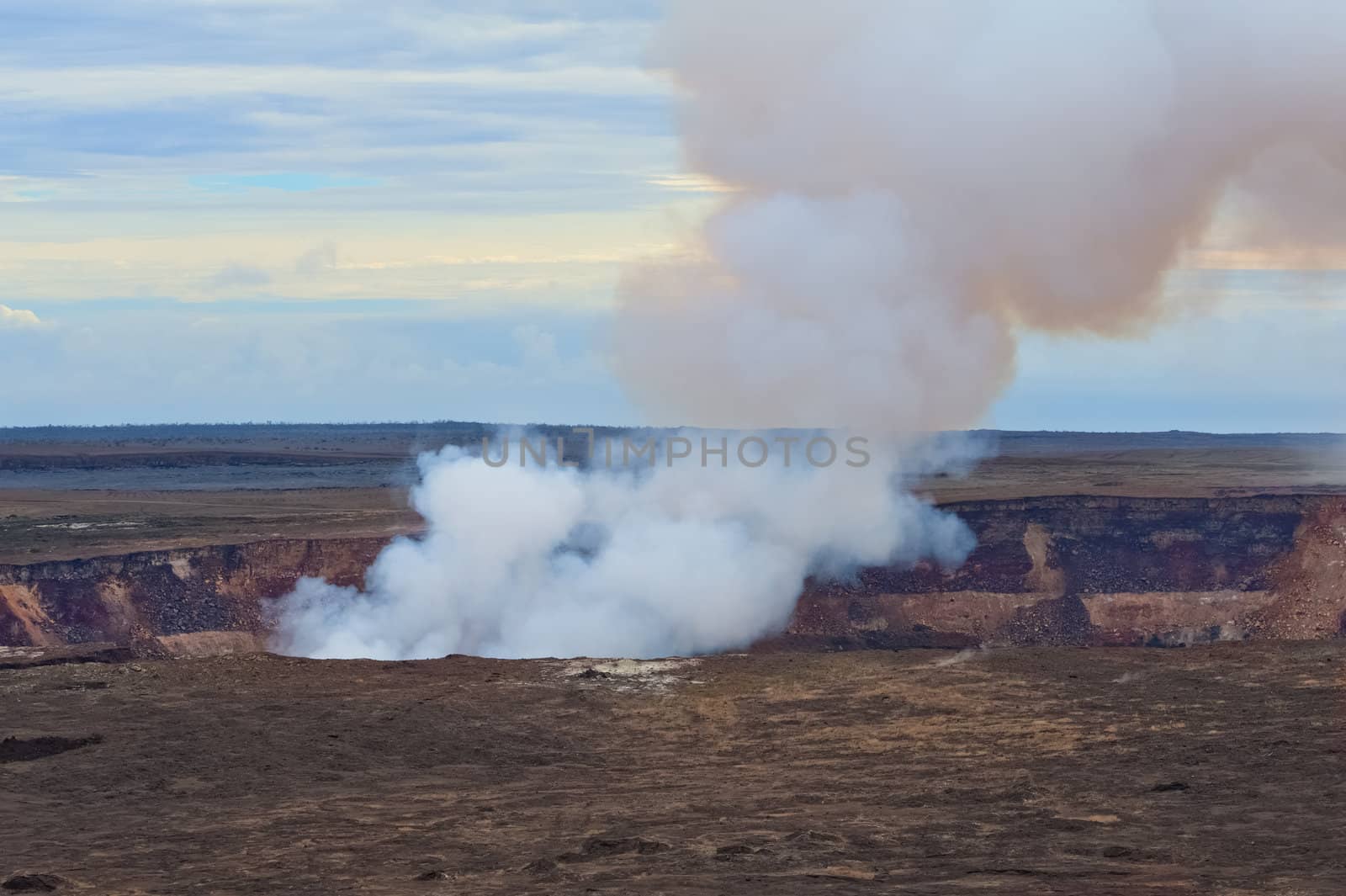 the Halema'uma'u crater in the Kilauea Caldera. Located in the Volcano National Park on the Big Island of Hawaii