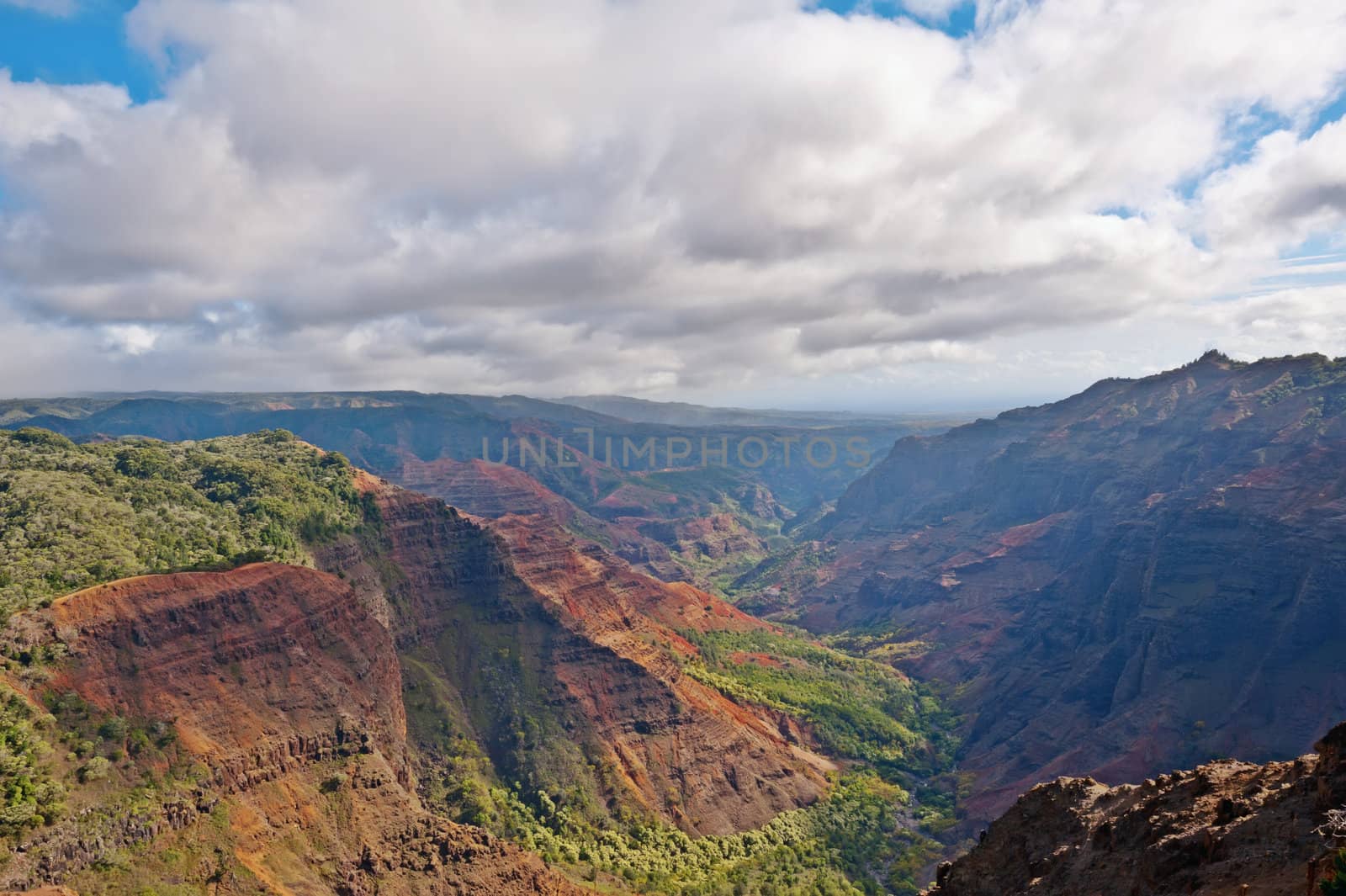 View into the Waimea Canyon on Kauai, Hawaii (the "Grand Canyon of the Pacific")