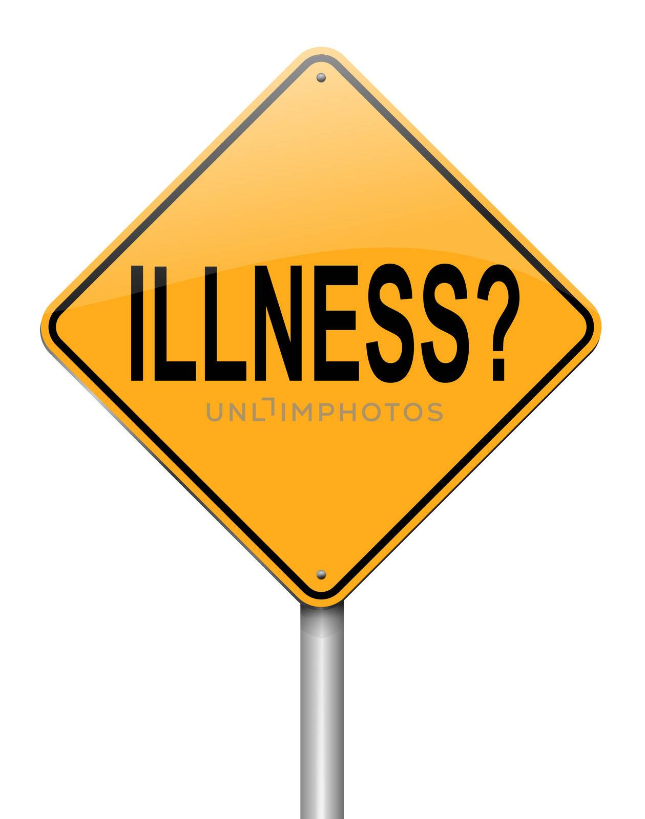 Illustration depicting a roadsign with an illness concept. White background.