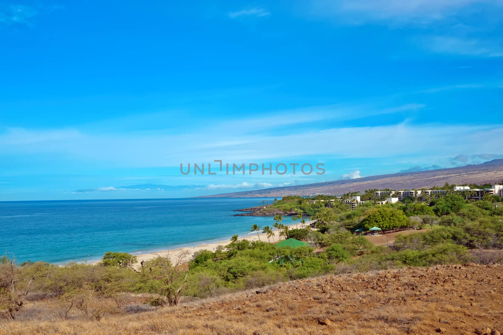 Aerial view at Hapuna Beach in Hawaii Big Island