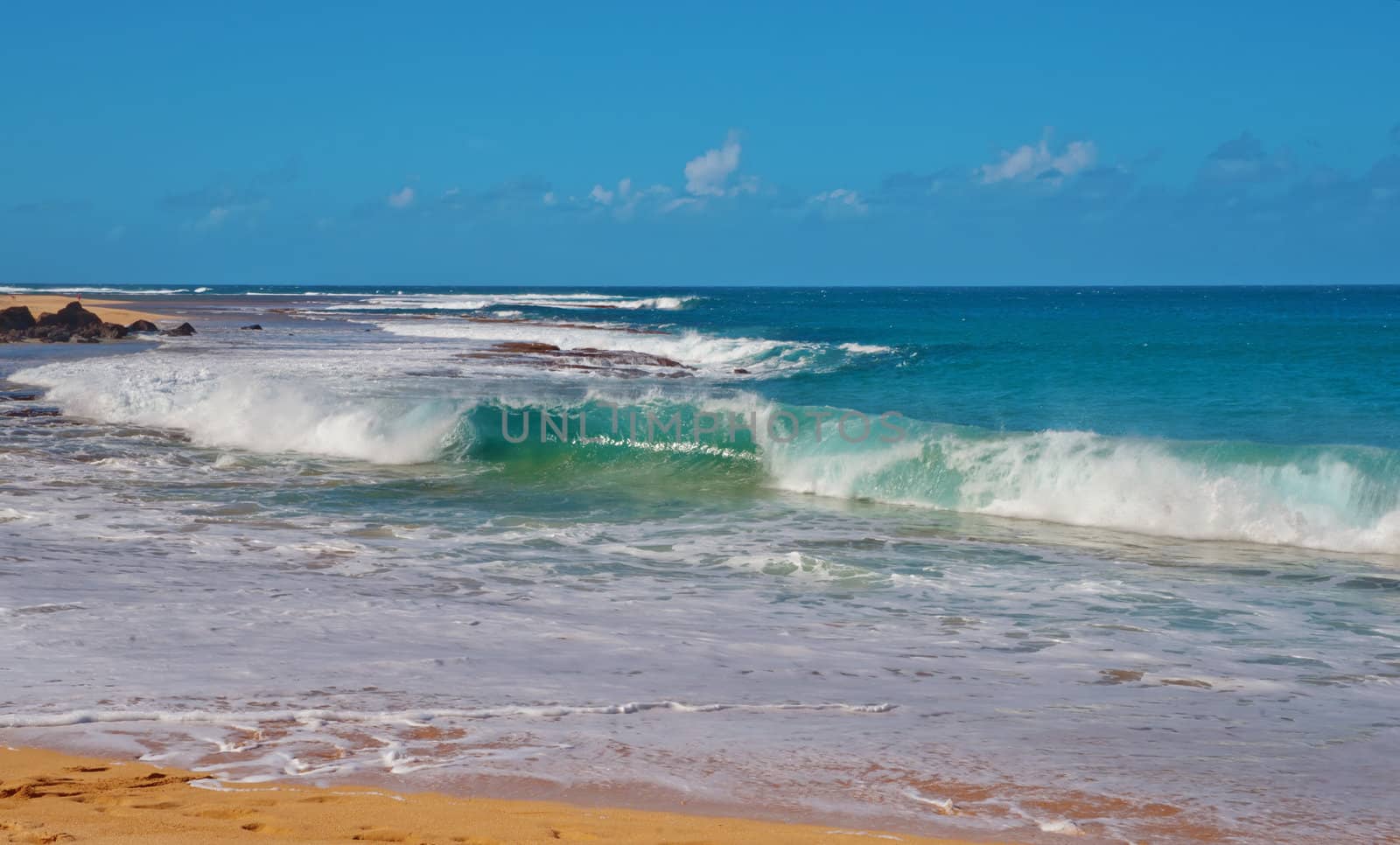 Wave Power Pacific Ocean in Kauai Island Hawaii
