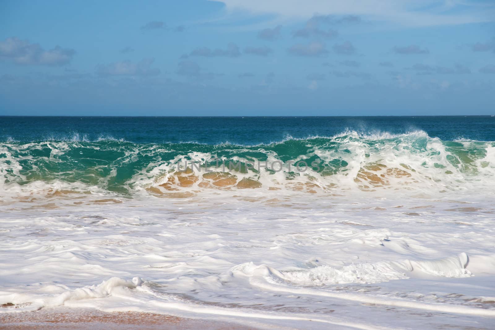 Wave Power Pacific Ocean in Kauai Island Hawaii
