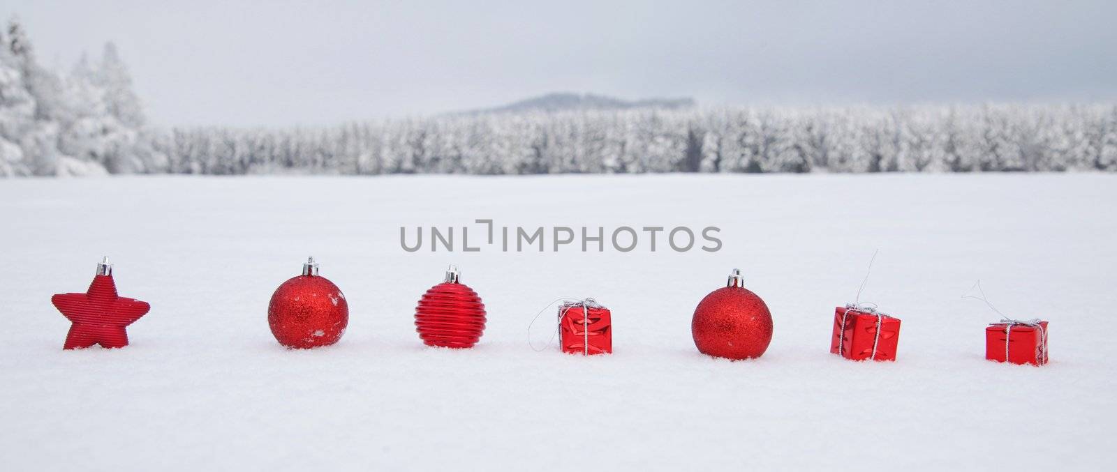 Christmas decoration outside in a snowy landscape