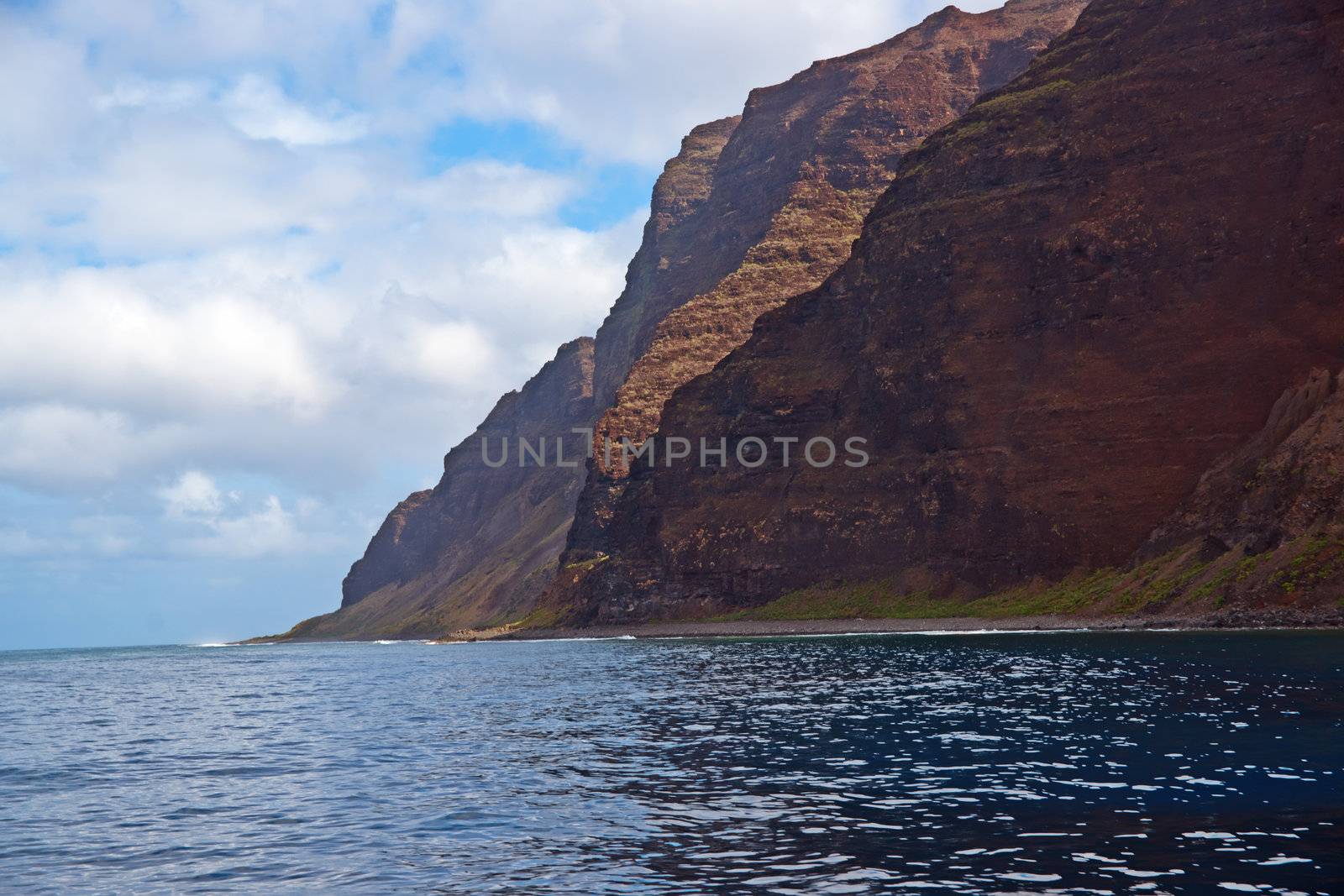 landscape of Hawaii's Na Pali Coastline on the island of Kauai.

