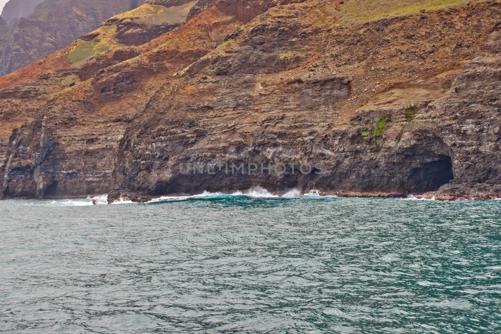 landscape of Hawaii's Na Pali Coastline on the island of Kauai.

