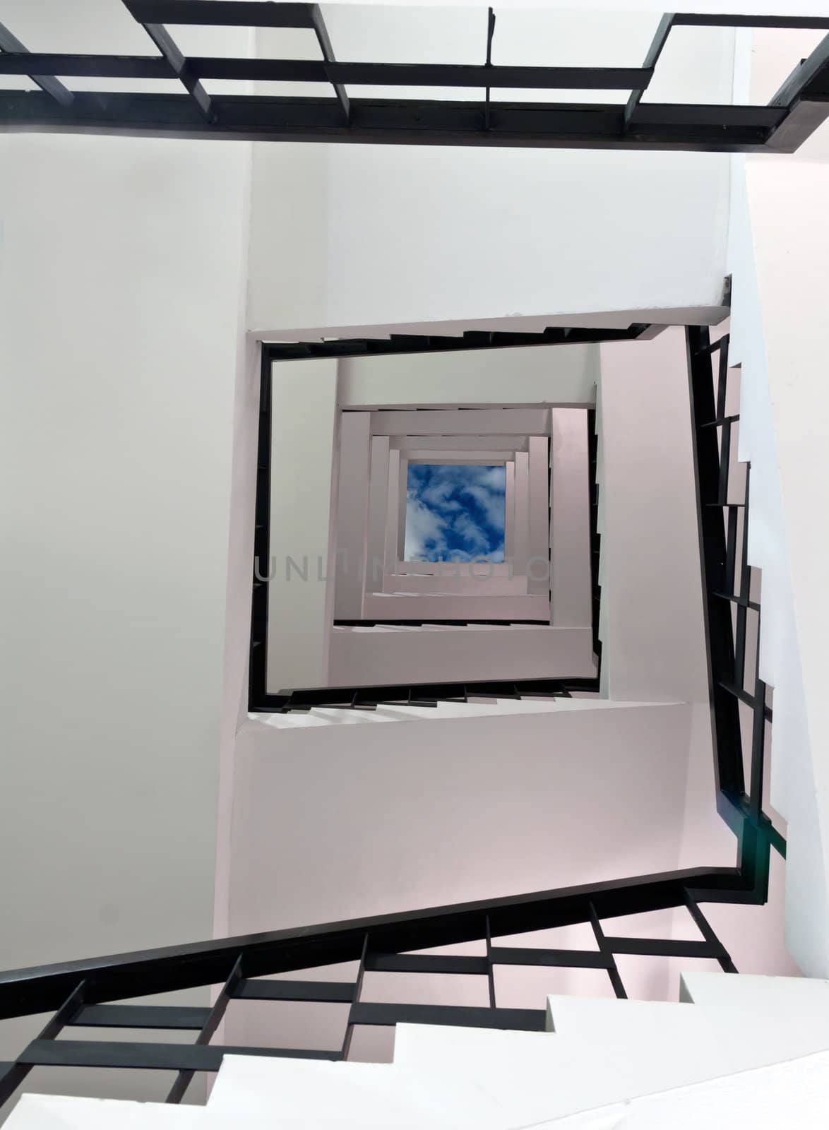spiral staircase takes up a square in the sky