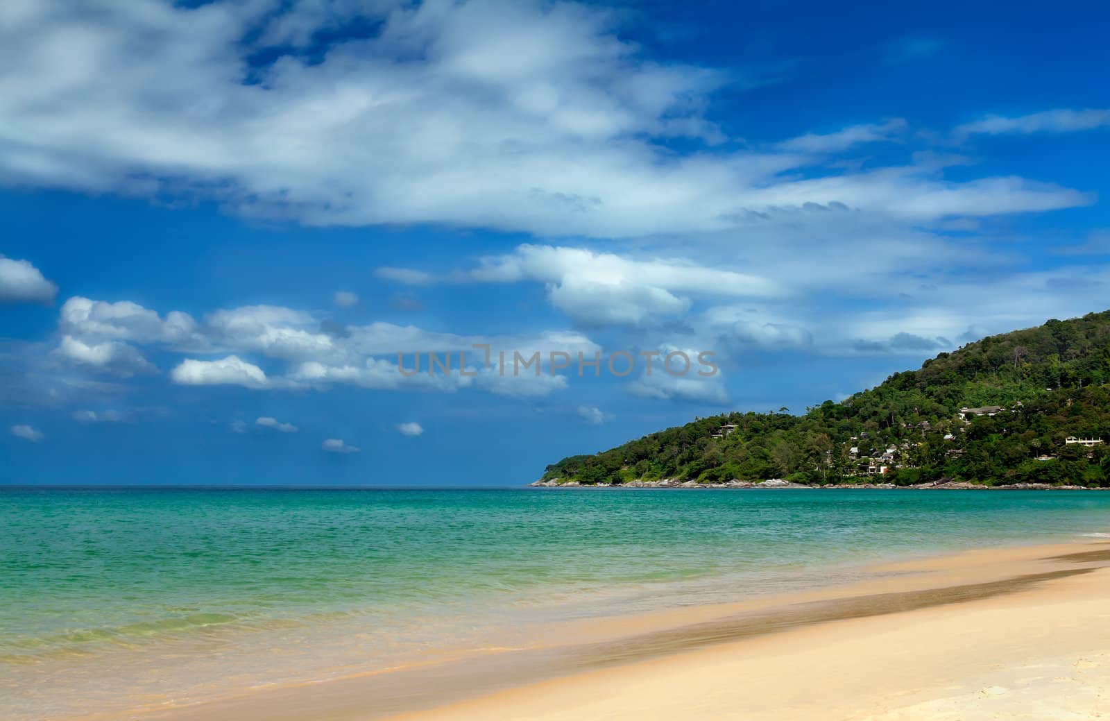 Landscape tropical coast with sea and the clouds