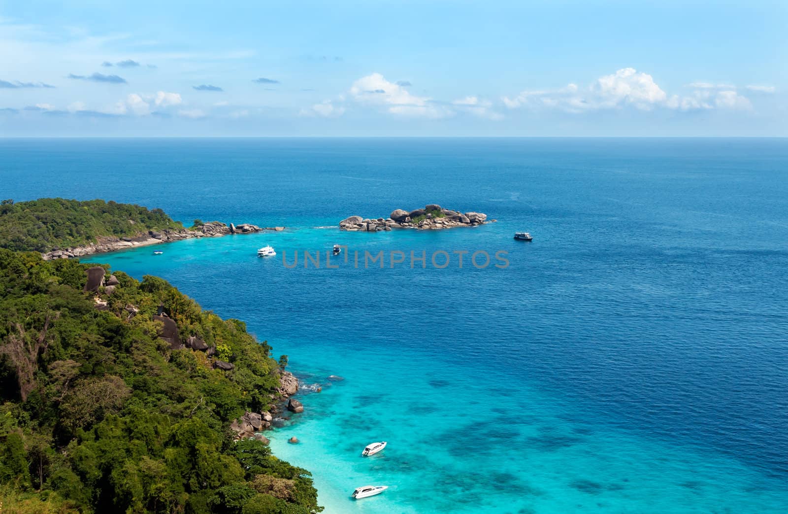 Landscape in the tropical bay from the point of view