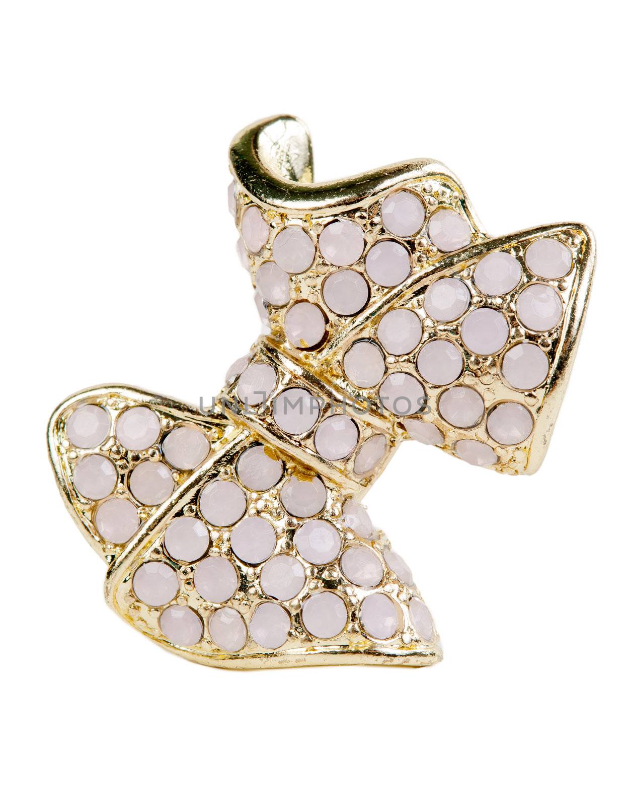 Brooch in the shape of a bow adorned with stones