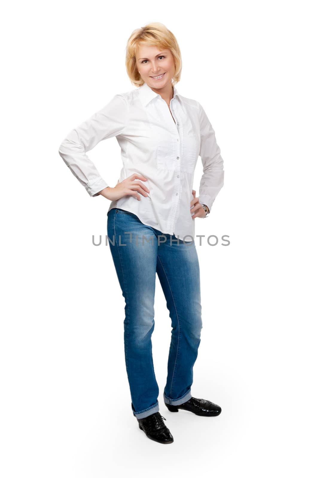Portrait of a beautiful woman, isolate on white