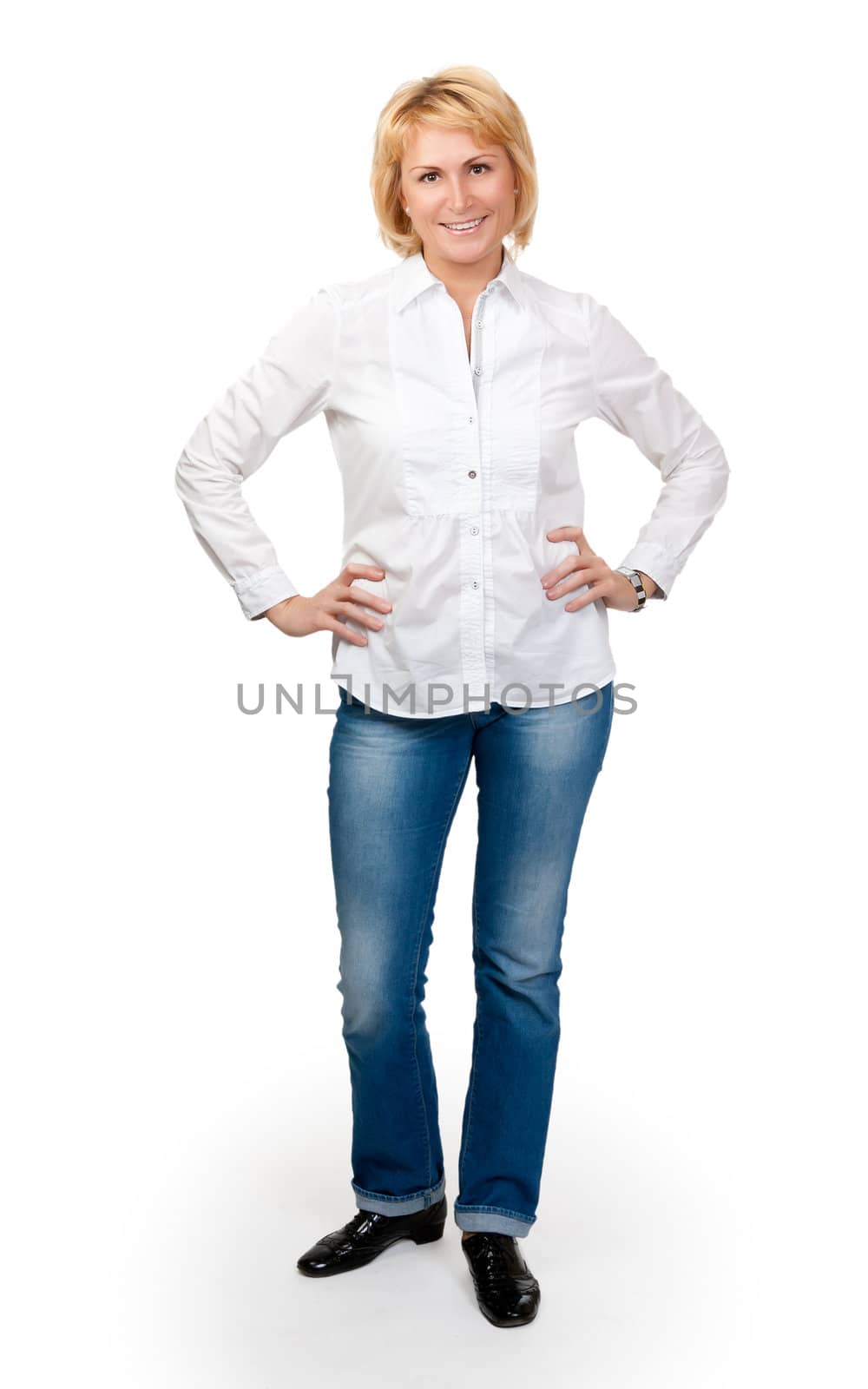Portrait of a beautiful woman, isolate on white