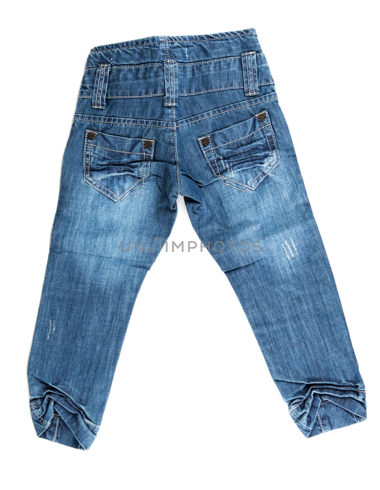 blue denim trousers isolated on white background